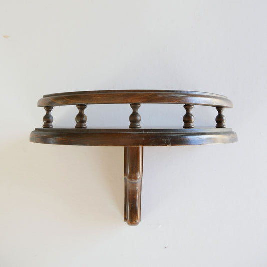 Vintage Wood Curio Shelf, Half Moon Spindle Rail Wall Shelf, Vintage Curio Shelf