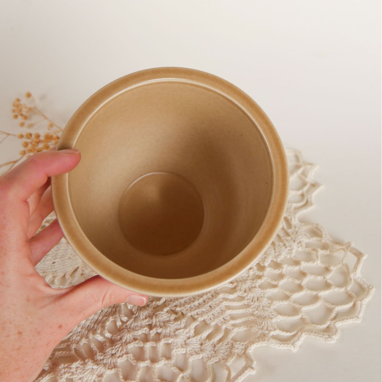 1984 Pfaltzgraff Folk Art Vase with Blue Florals Vintage Folk Art Stoneware Vintage Stoneware with Blue Florals Vintage Farmhouse Decor