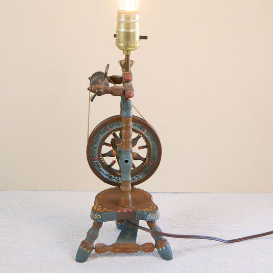 1954 ANRI Italian Handcrafted Spinning Wheel Table Lamp