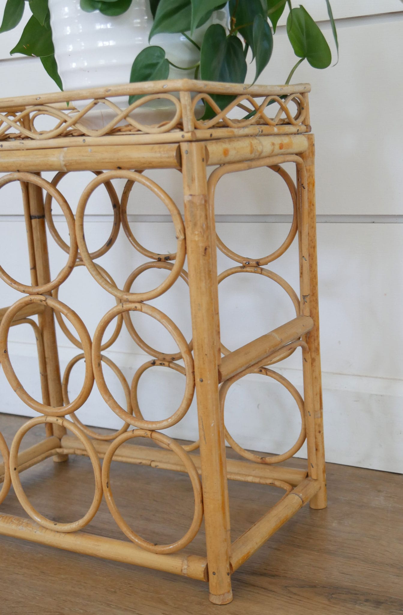 Vintage Wicker Wine Rack, Bamboo Wicker Wine Rack, Midcentury Bamboo Wine Rack, Vintage Bamboo Wine Rack