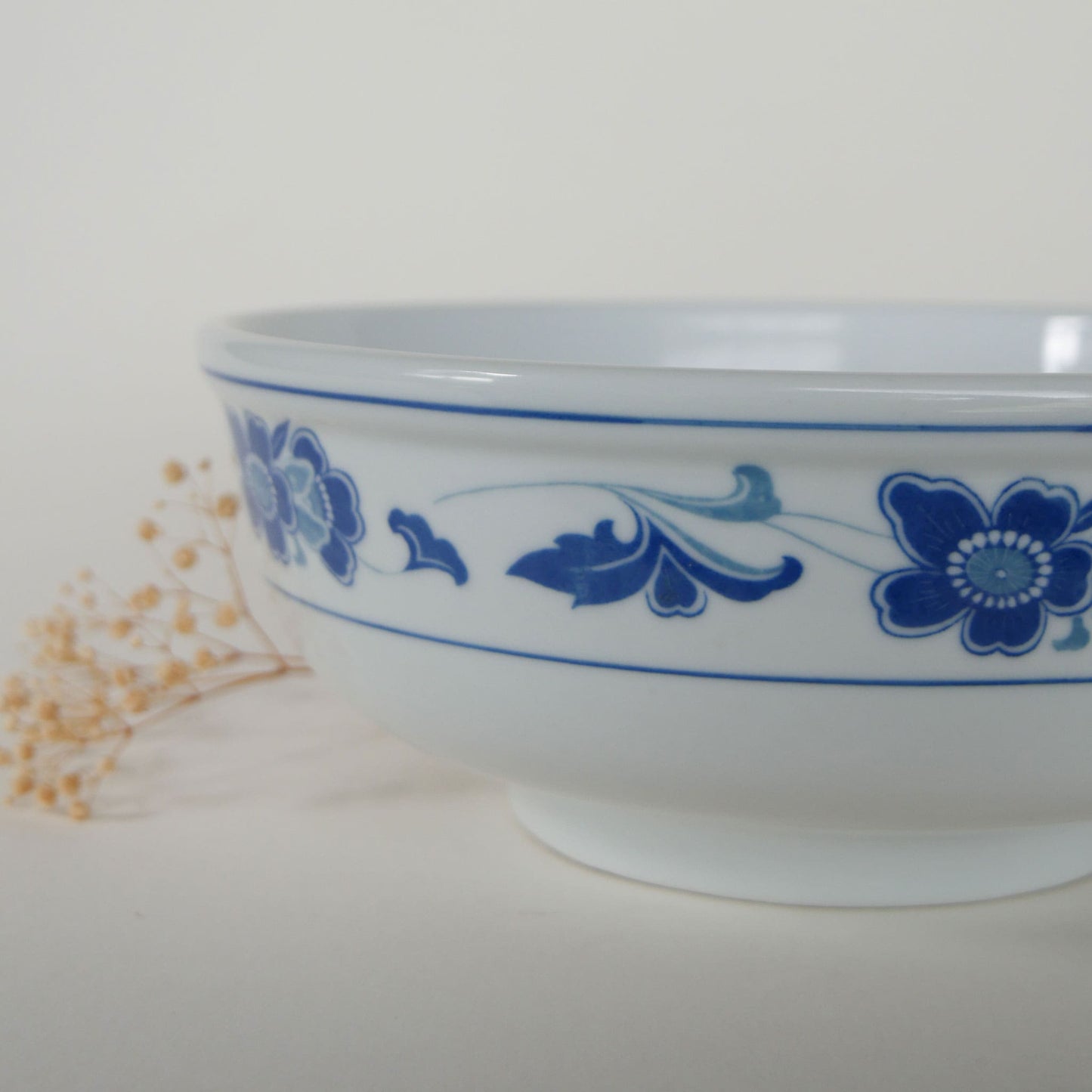 Vintage White and Blue Floral Bowl, Vintage White and Blue Fruit Bowl, Vintage Kitchen Bowl, Vintage Blue and White Kitchen Decor