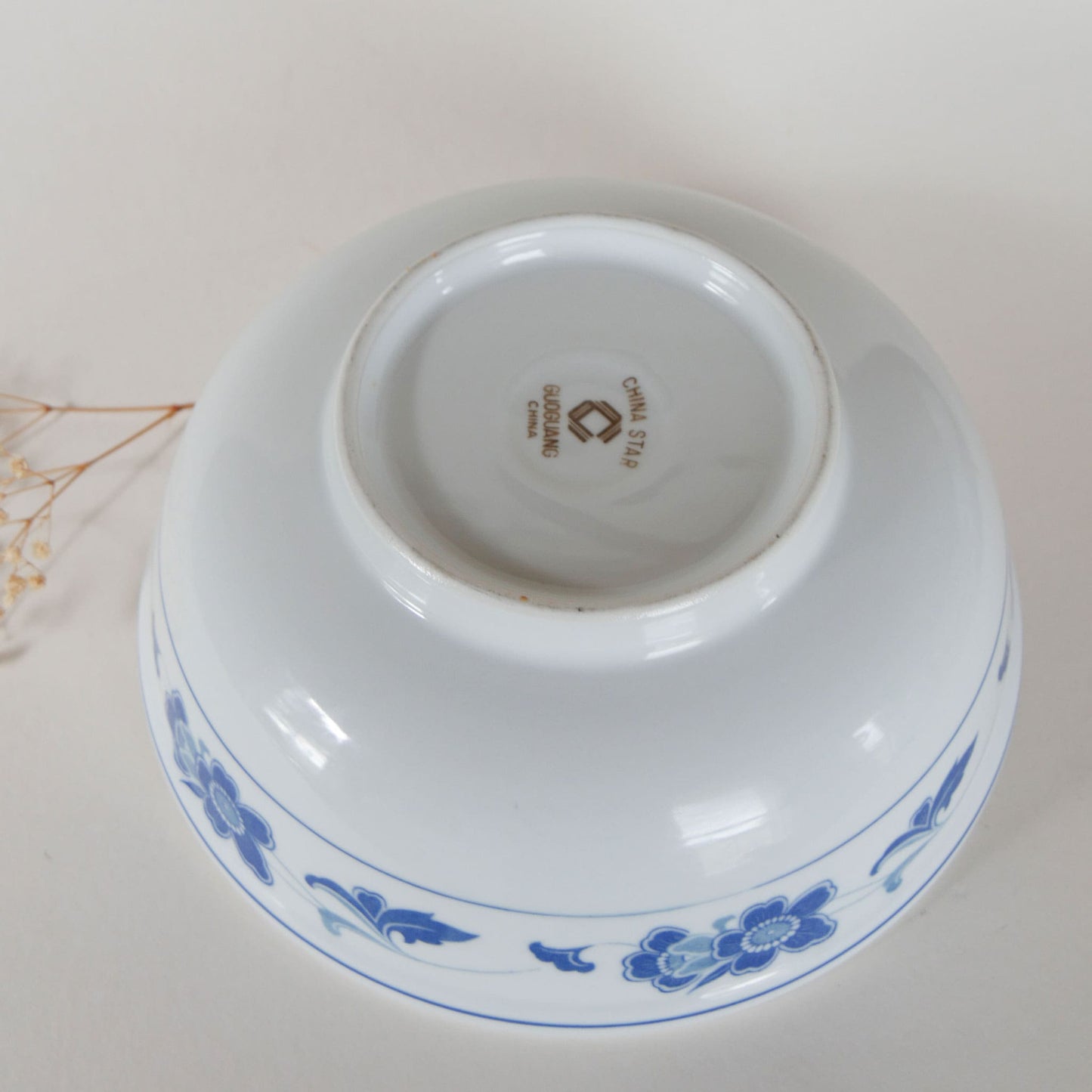 Vintage White and Blue Floral Bowl, Vintage White and Blue Fruit Bowl, Vintage Kitchen Bowl, Vintage Blue and White Kitchen Decor