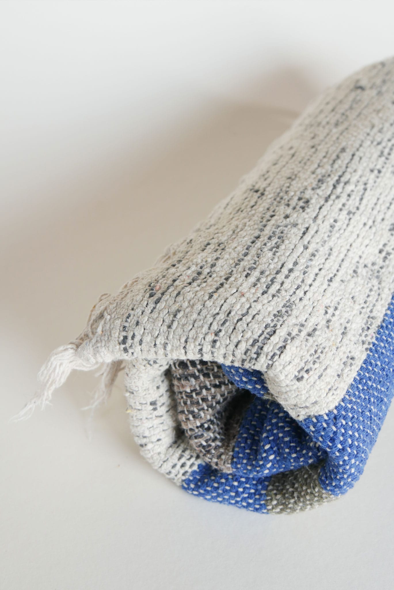 Vintage Handwoven Grey and Blue Striped Rug Vintage Stripe Blue Turkish Rug Vintage Farmhouse Blue Rug