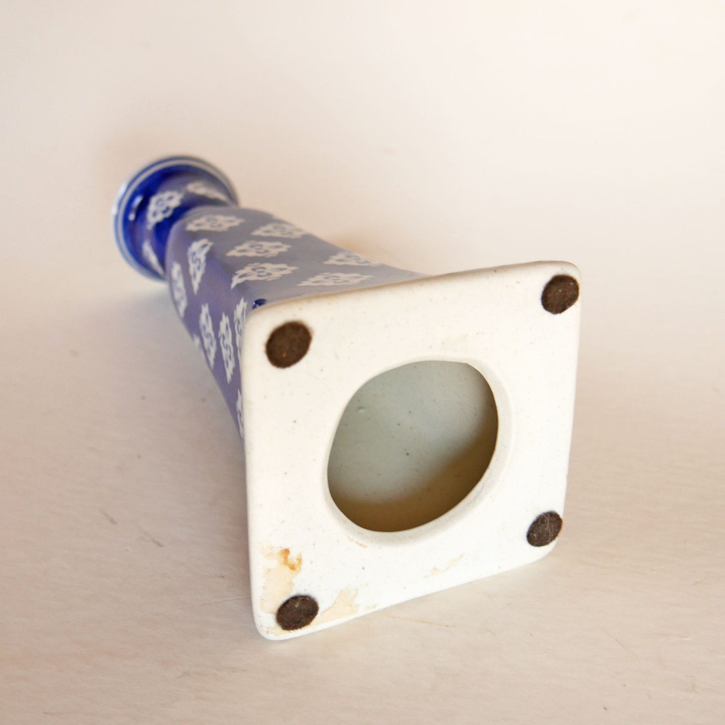 Vintage Blue and White Candlestick Holder, Vintage Blue and White Decor, Vintage Blue and White Shelf Decor, Vintage Blue Candleholder, Vintage Cottagecore