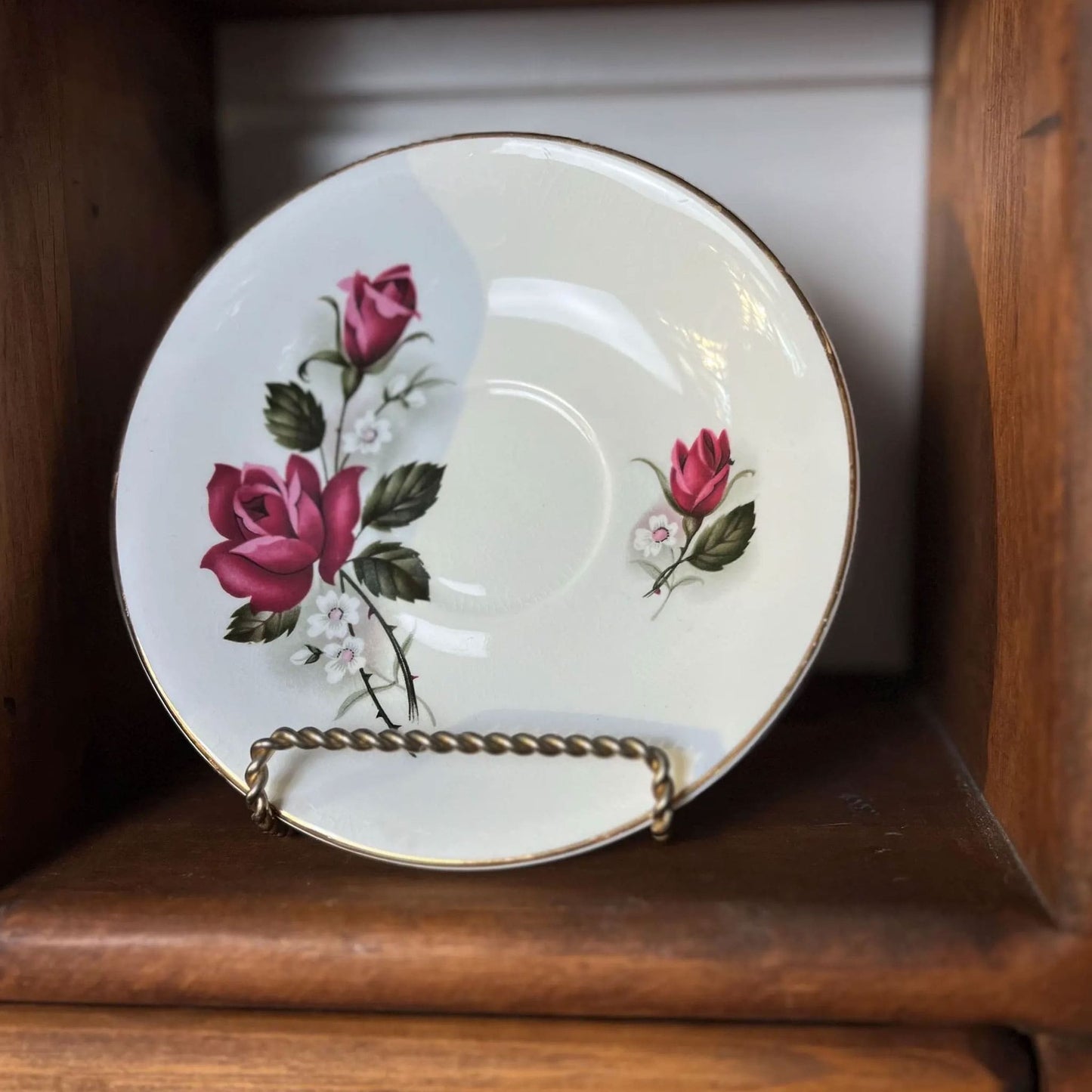 Vintage Bone China Rose Plates 6in, Vintage Floral Plates, Floral Side Plates, Rose Plates