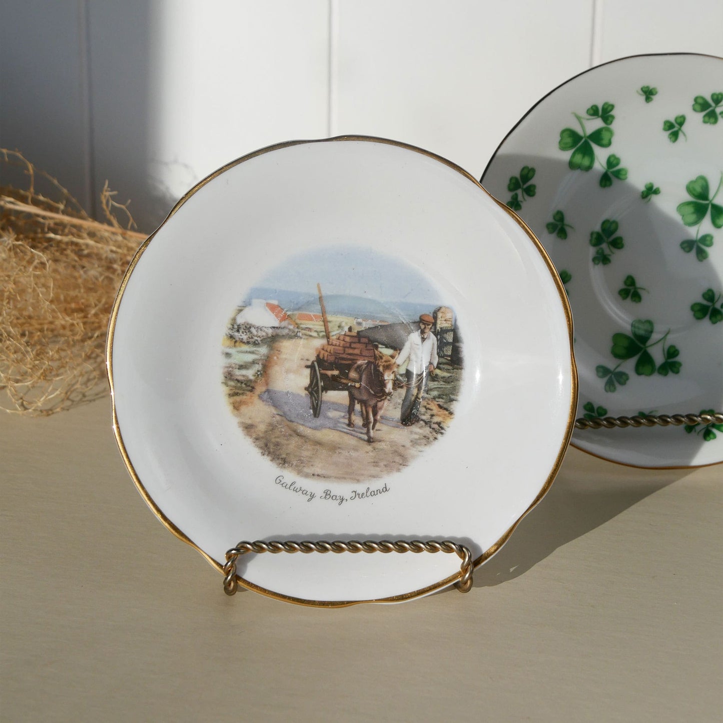 Vintage Bone China Irish Shamrock 5.5in Saucer Plate Collection, Galway Bay Plate