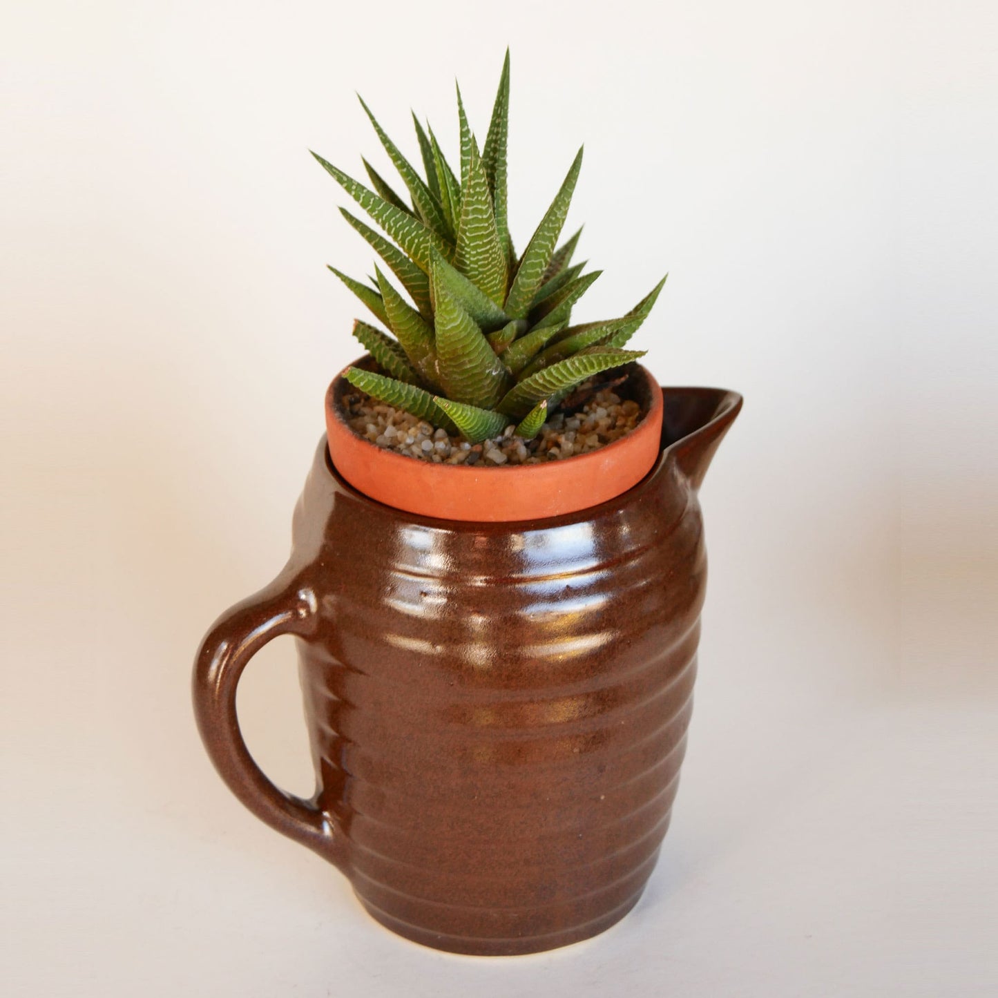 Vintage Stoneware Pitcher, Vintage Brown Stoneware Pitcher, Stoneware Brown Beehive Pitcher