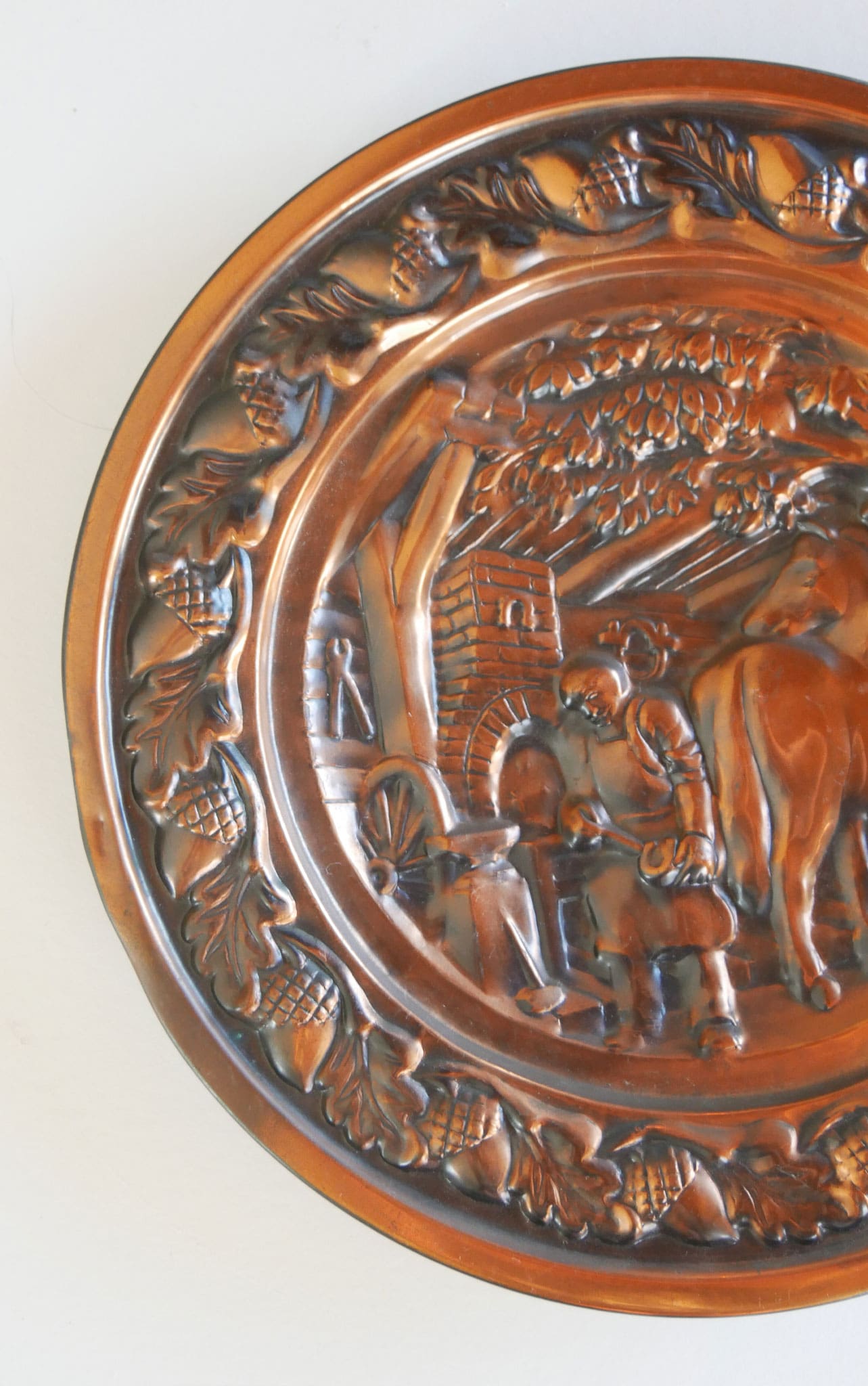 Vintage Coppercraft Guild Colonial Wall Plaque, Blacksmith and Horse, Vintage Colonial Copper Wall Plaque, Vintage Copper Wall Plaque
