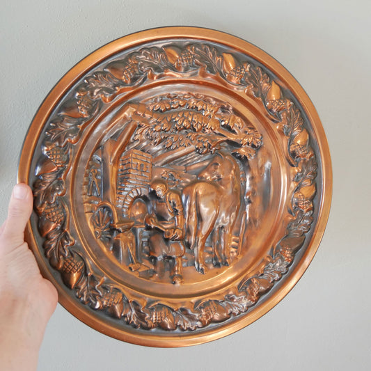 Vintage Coppercraft Guild Colonial Wall Plaque, Blacksmith and Horse, Vintage Colonial Copper Wall Plaque, Vintage Copper Wall Plaque