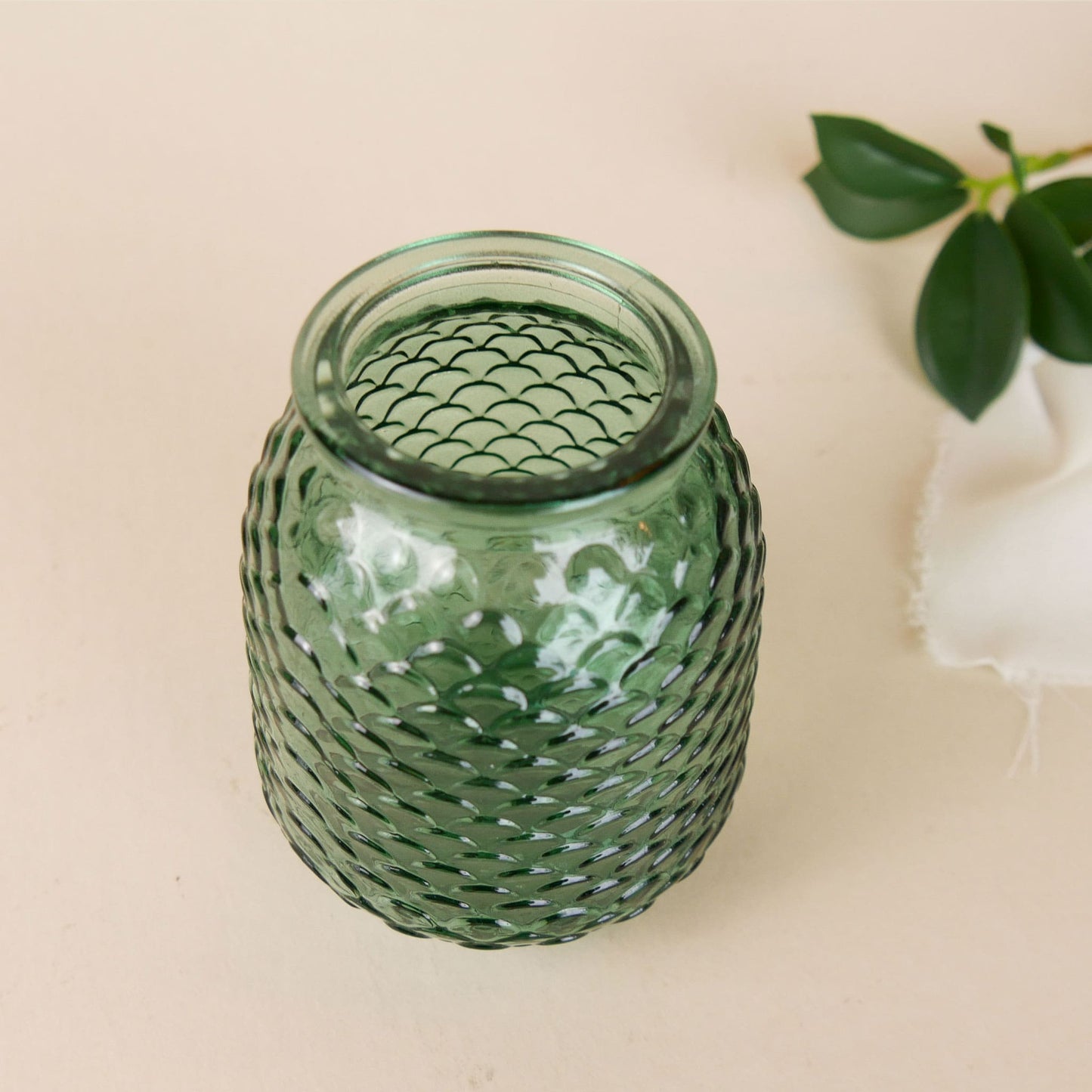 Vintage Emerald Green Scalloped Candle Holder, Vintage Decor, Thrifted Decor, Vintage Emerald Glassware