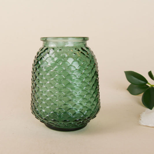 Vintage Emerald Green Scalloped Candle Holder, Vintage Decor, Thrifted Decor, Vintage Emerald Glassware