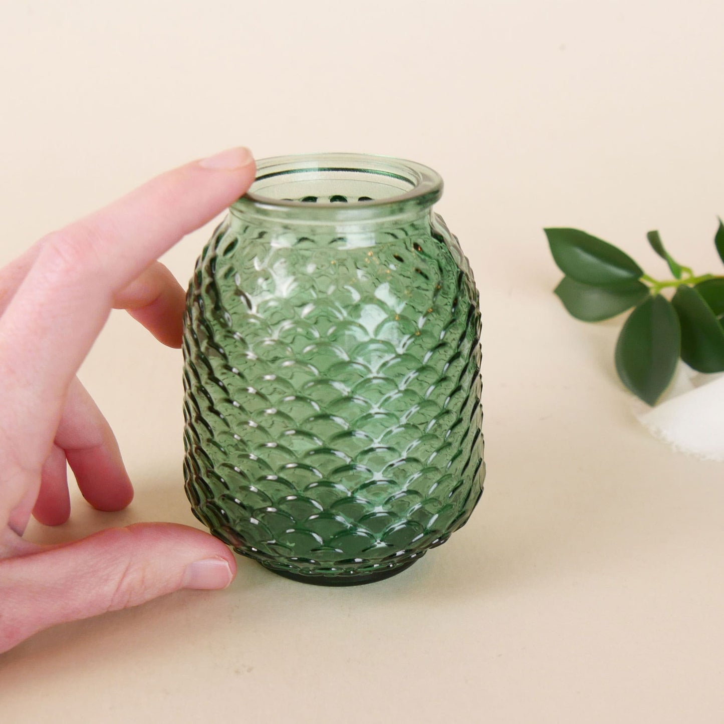 Vintage Emerald Green Scalloped Candle Holder, Vintage Decor, Thrifted Decor, Vintage Emerald Glassware