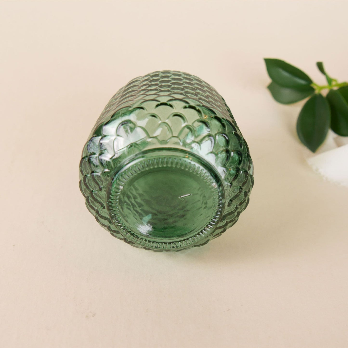 Vintage Emerald Green Scalloped Candle Holder, Vintage Decor, Thrifted Decor, Vintage Emerald Glassware
