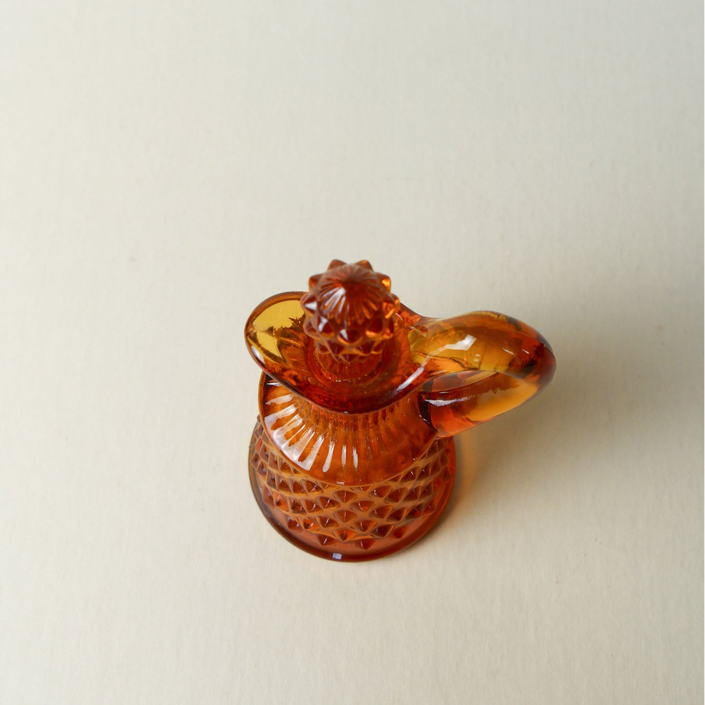 Fenton Hobnail Amber Glass Mini Cruet Pitcher with Stopper, Vintage Amber Cruet