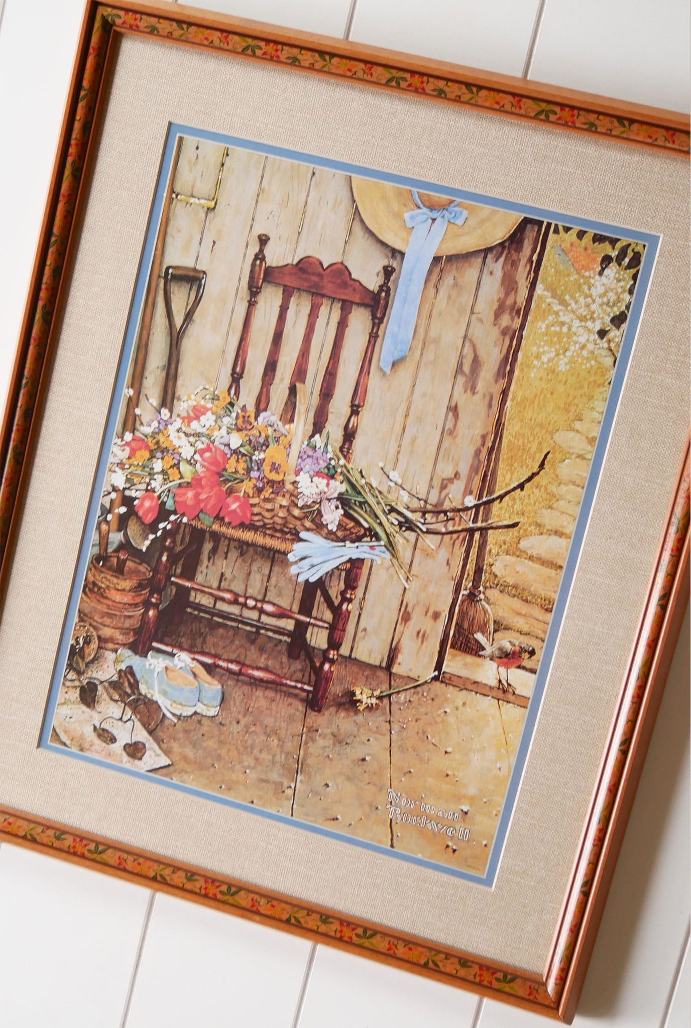 Framed "Spring Flowers" by Norman Rockwell, Vintage Wildflower Framed Print, Floral Frame Spring Flower Print, Norman Rockwell Floral Print