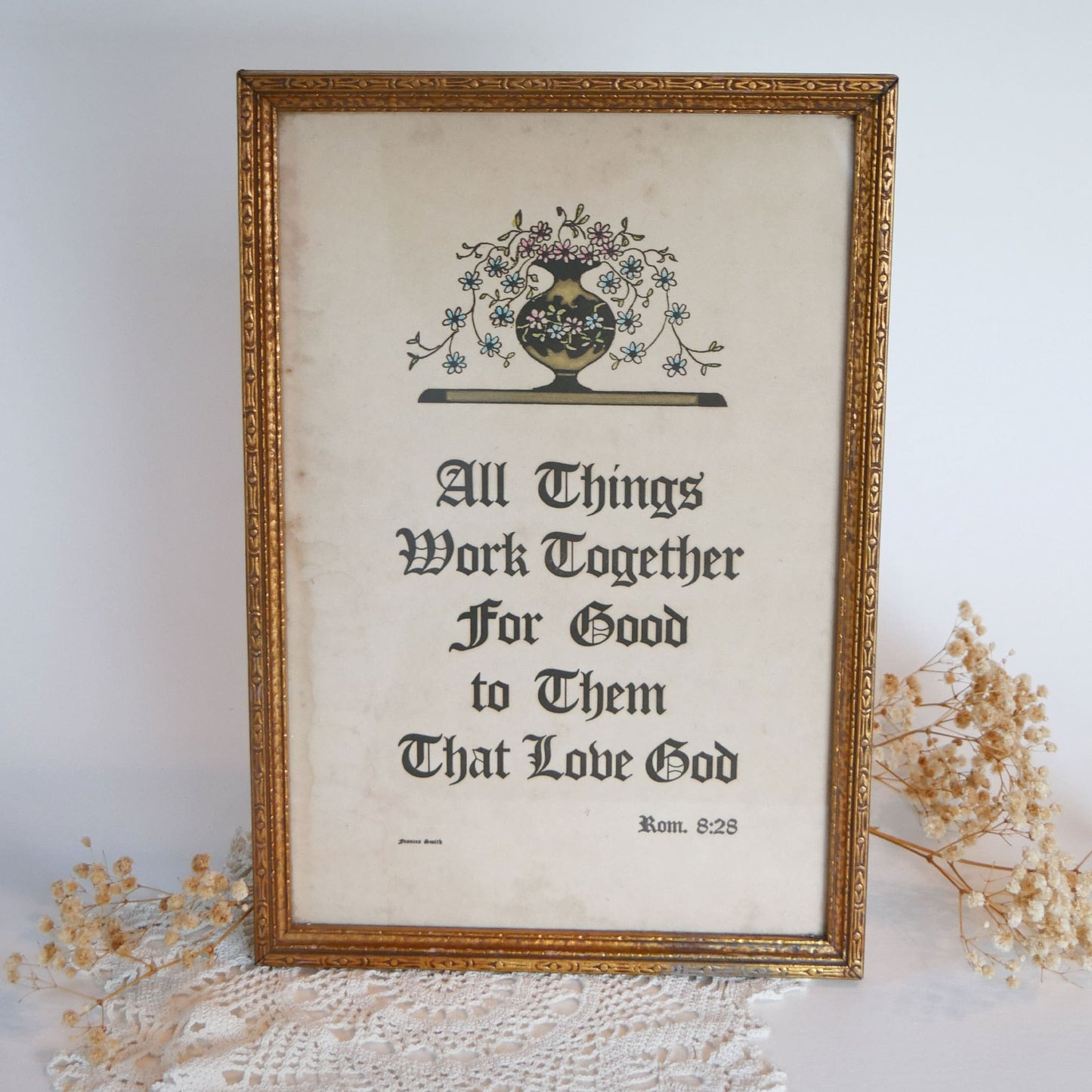 Vintage Framed Bible Verse Romans Chapter 8 Verse 28 Vintage Framed Bible Verse Vintage Romans Bible Verse Framed