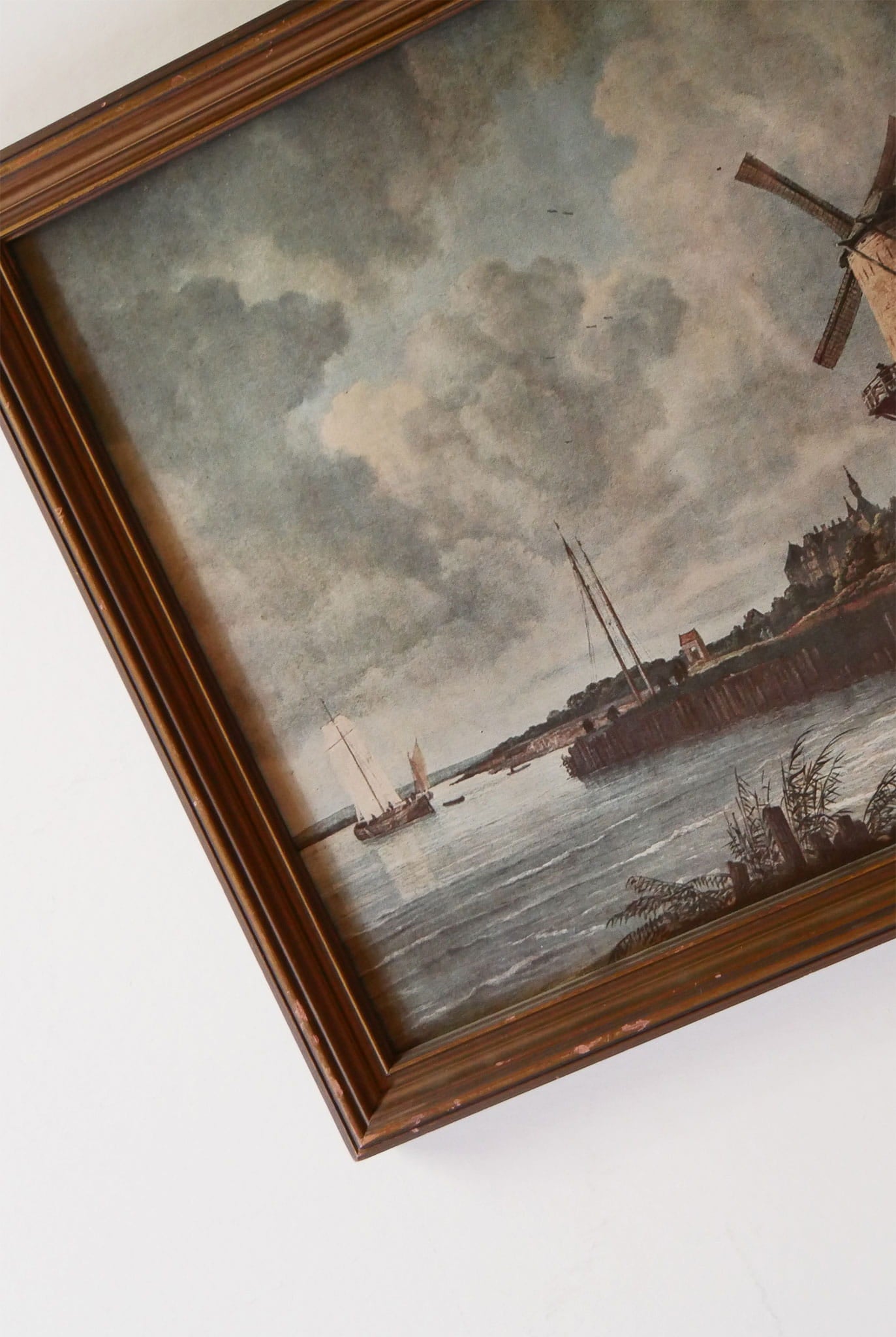 Vintage Dutch Windmill by the Coast Print