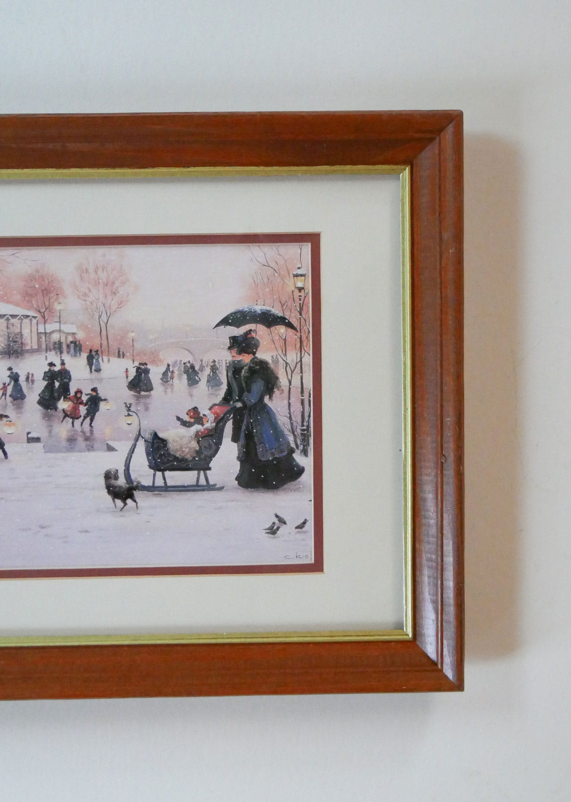 Vintage Framed “In Harmony” Ice Skating Print, Vintage Holiday Artwork, Vintage Holiday Wall Decor, Vintage Ice Skate Print, Vintage Winter Scene Wall Decor