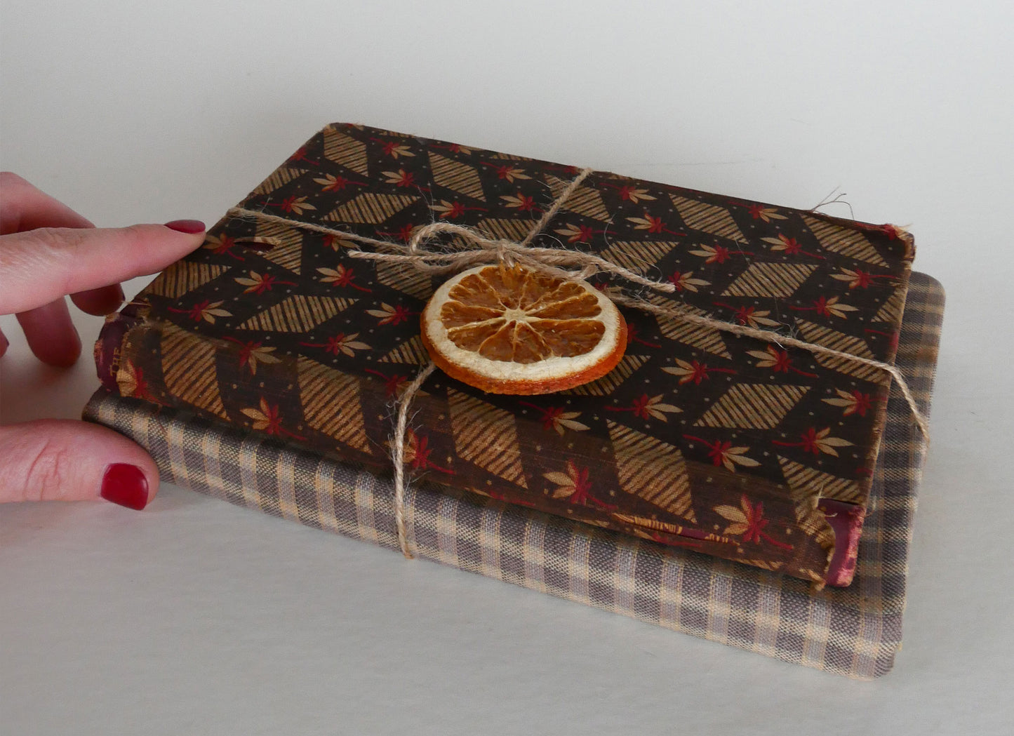 Vintage Fabric Covered Book Set, Vintage Books, Vintage Home Decor, Vintage Cottage Decor