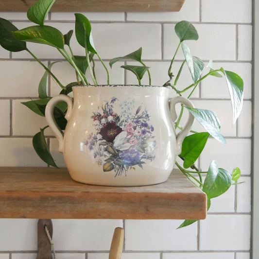 Large Vintage Home & Garden Party Floral Stoneware Jar