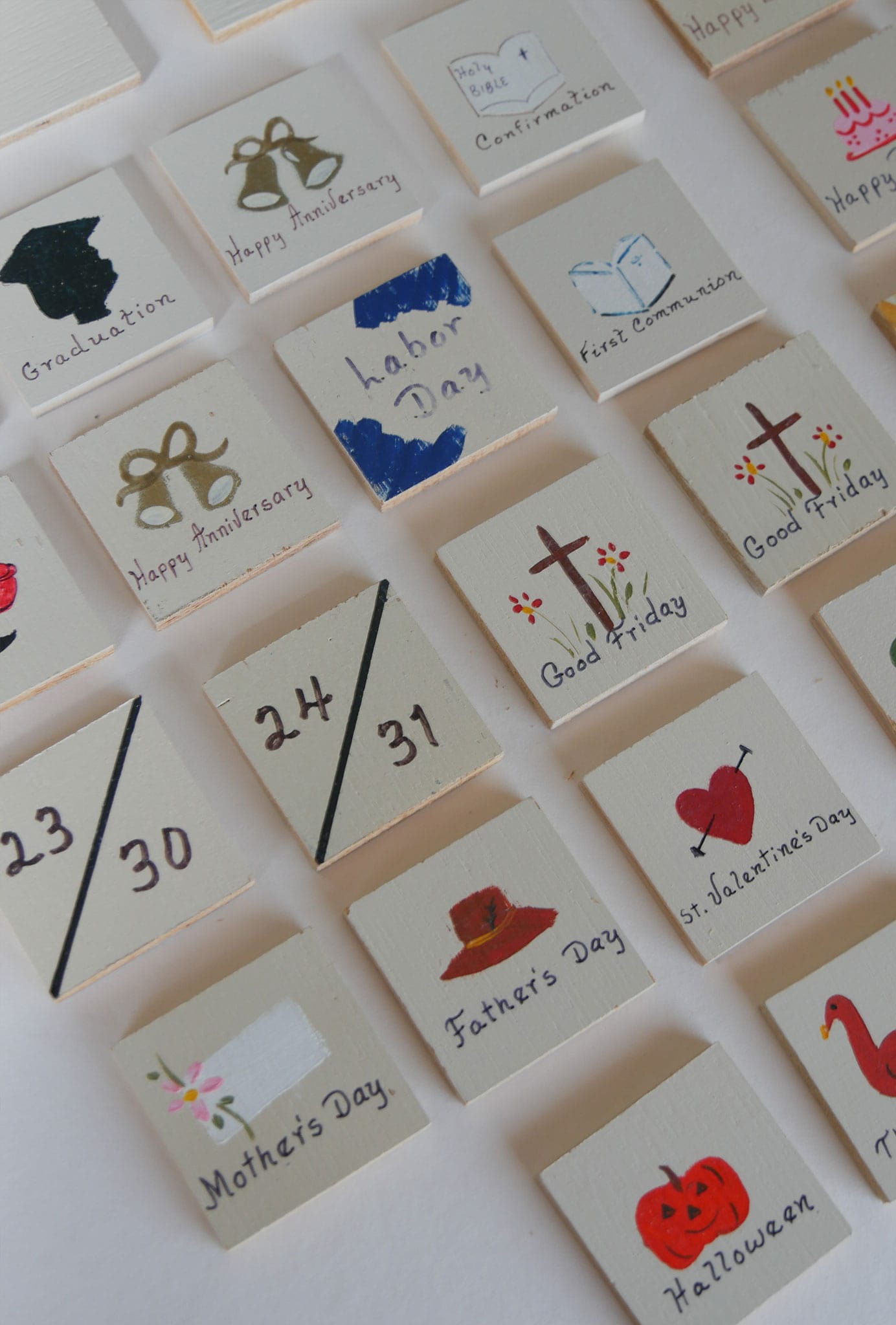 Vintage Hand Painted Perpetual Wood Calendar, Vintage Wood Calendar, Vintage Hand Painted Wood Calendar