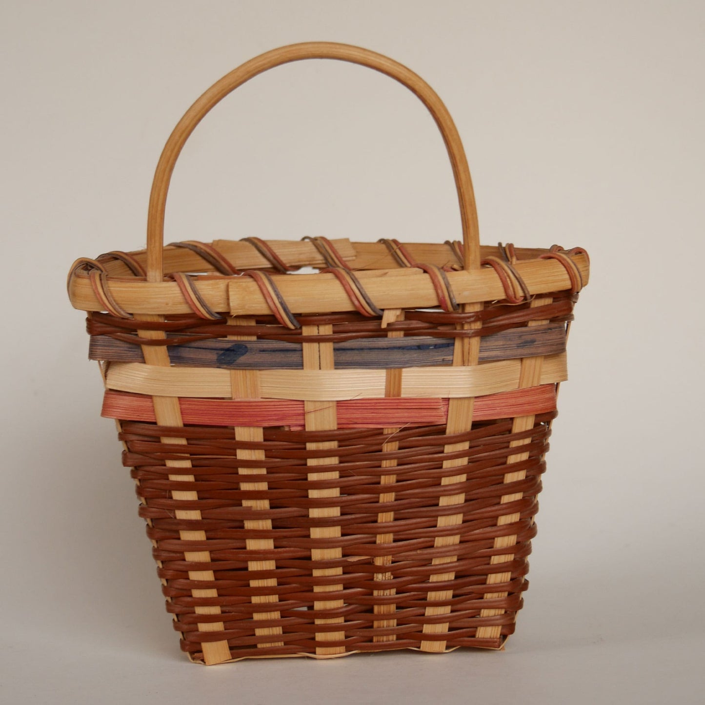 Small vintage handing basket, basket with handle, light wicker hanging basket, decorative hanging basket