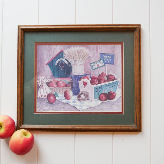 Vintage Home Interiors Framed Apple Print Vintage Country Farmhouse Wall Decor