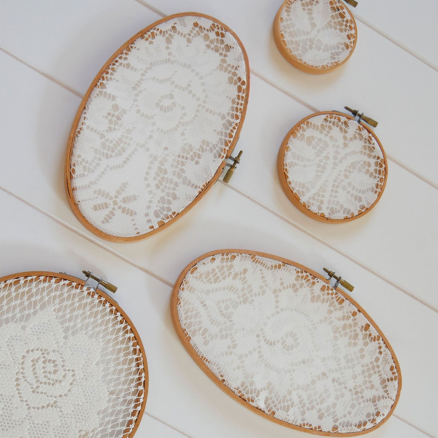 Vintage Gallery Wall, Vintage Lace Gallery Wall, Vintage Embroidery Hoop Wall Display, Vintage Gallery Wall