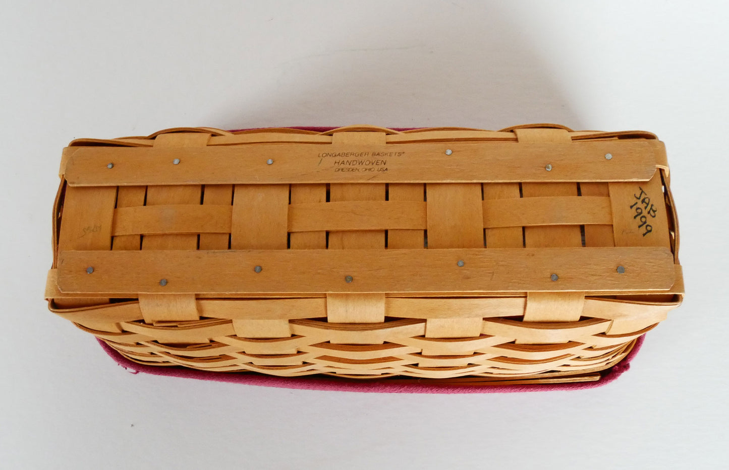 Vintage Longaberger Basket Tray with Red Liner, Vintage Longaberger and Liner, Vintage Basket Tray Divider, Vintage Home Decor