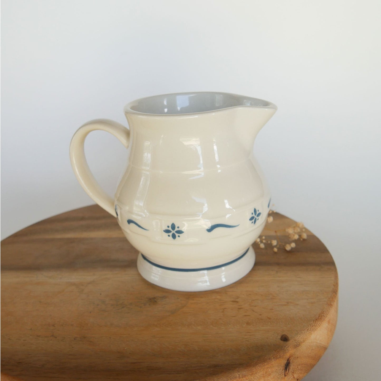 Vintage Longaberger Woven Traditions Classic Blue and White Pitcher Vintage Longaberger Pottery Vintage Farmhouse Blue and White Decor