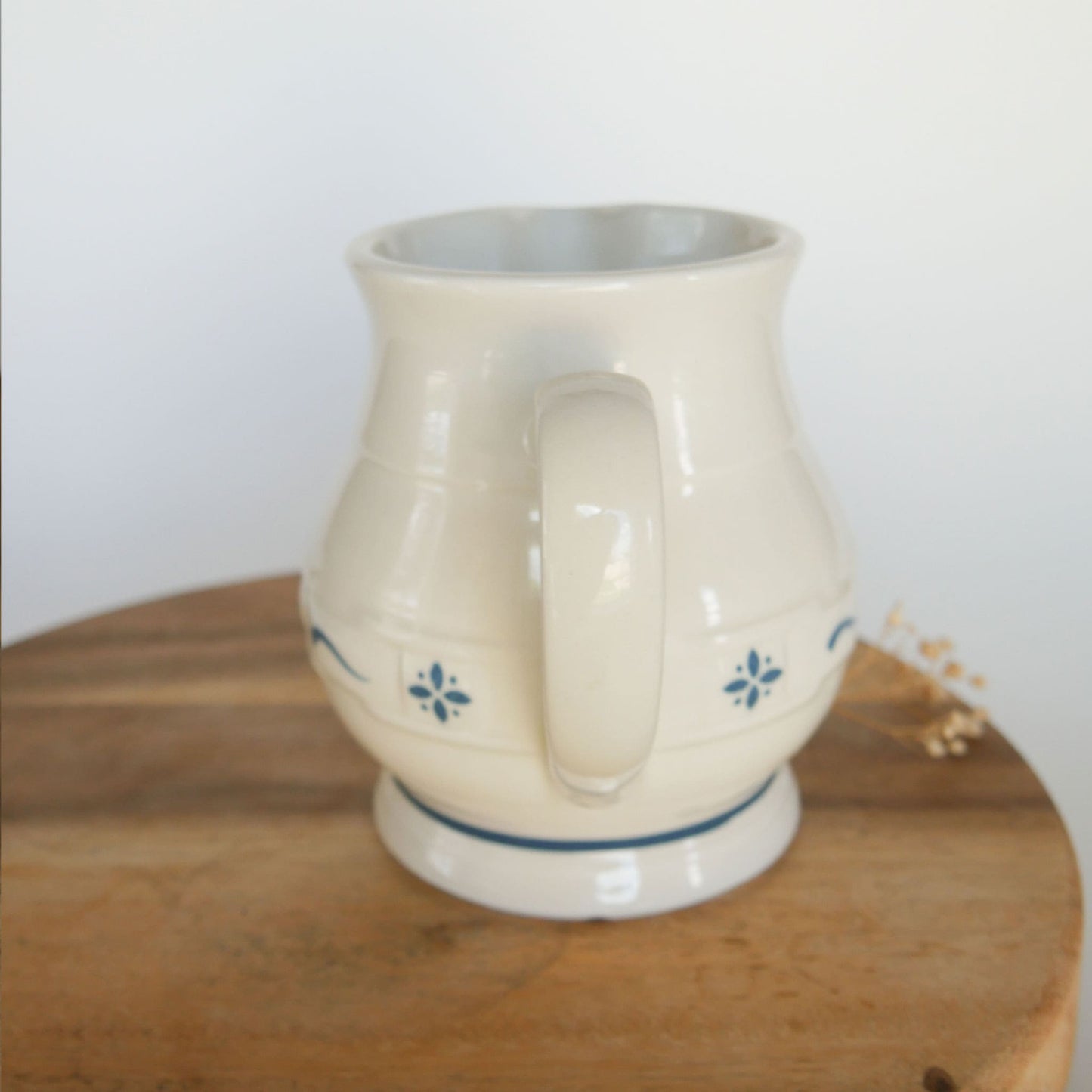 Vintage Longaberger Woven Traditions Classic Blue and White Pitcher Vintage Longaberger Pottery Vintage Farmhouse Blue and White Decor