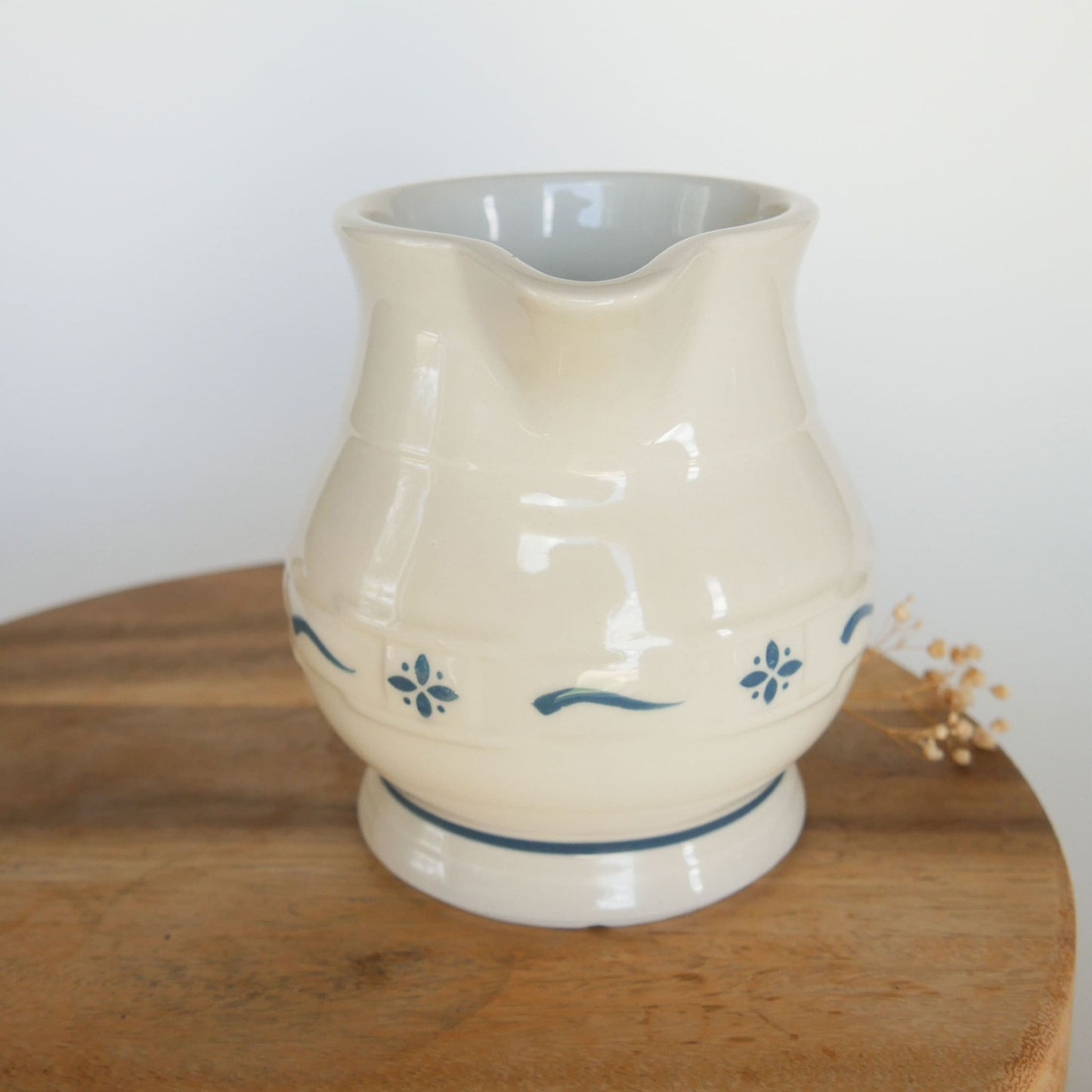 Vintage Longaberger Woven Traditions Classic Blue and White Pitcher Vintage Longaberger Pottery Vintage Farmhouse Blue and White Decor