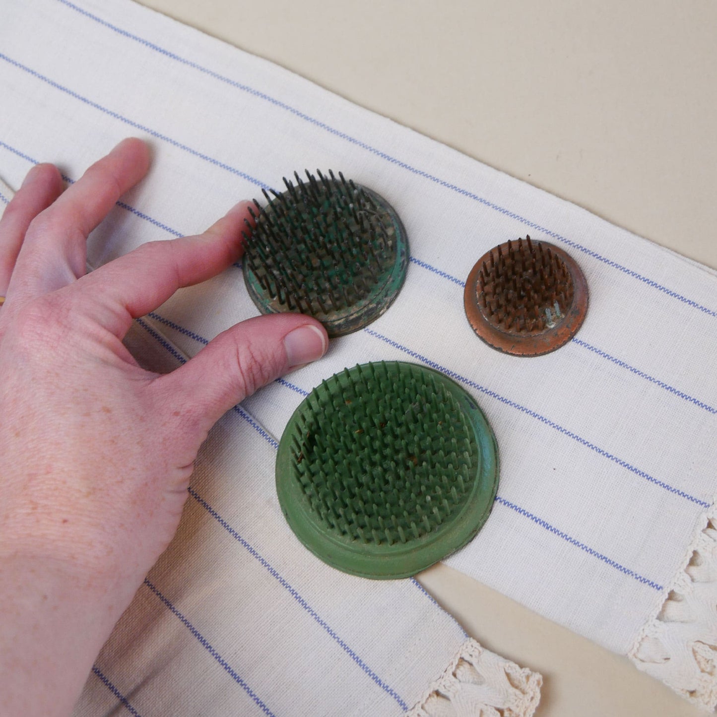 Vintage Metal Flower Frogs, 3 Sizes