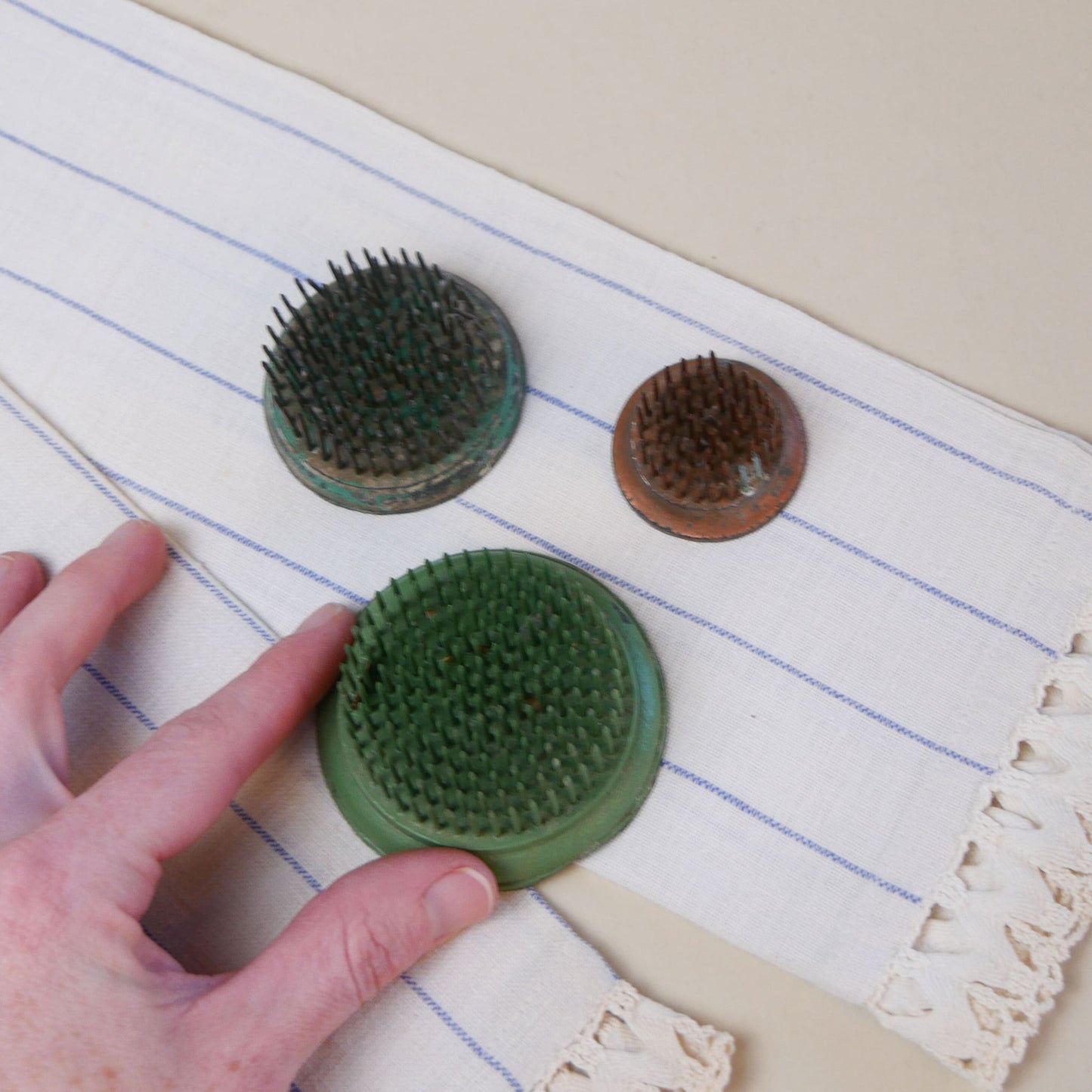 Vintage Metal Flower Frogs, 3 Sizes