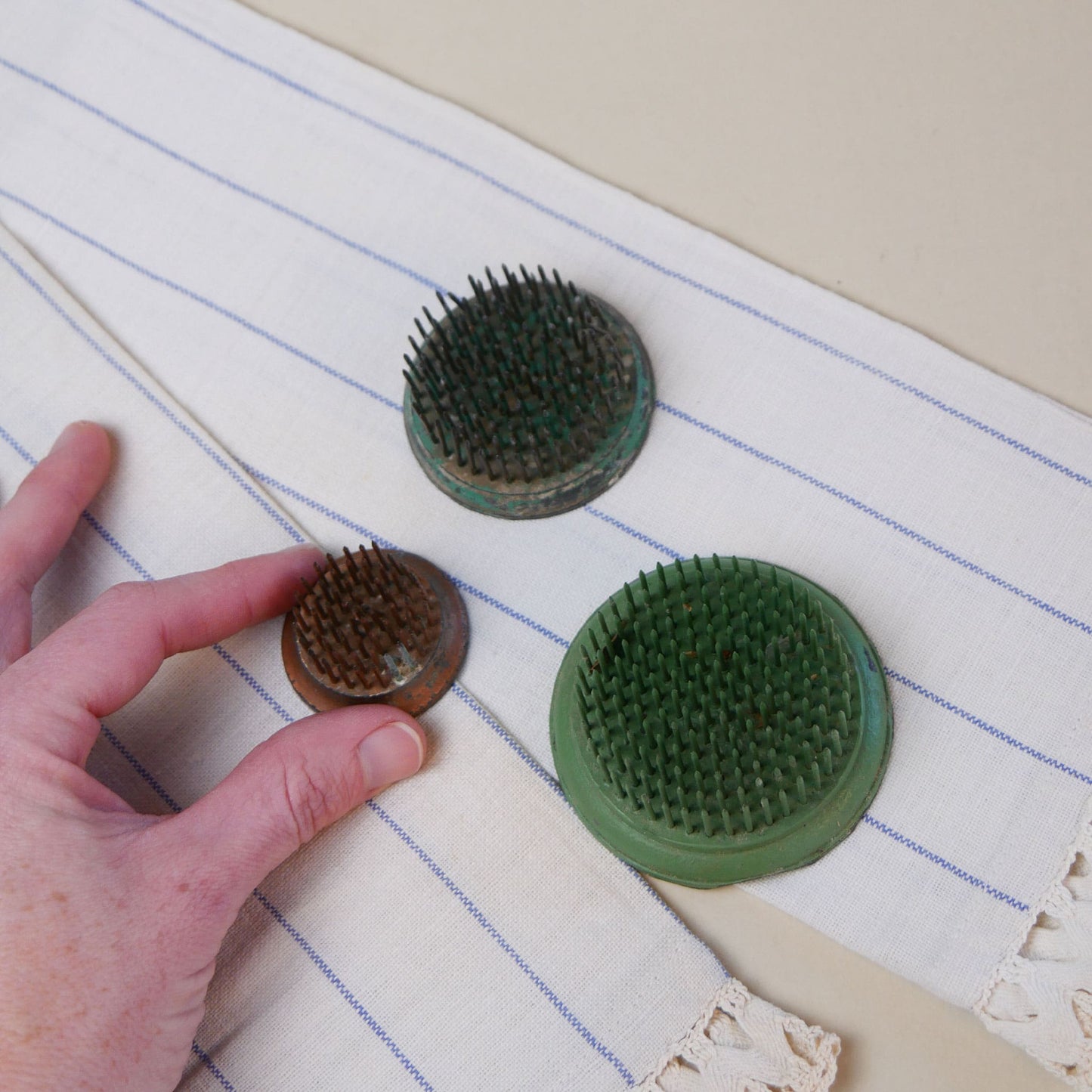 Vintage Metal Flower Frogs, 3 Sizes