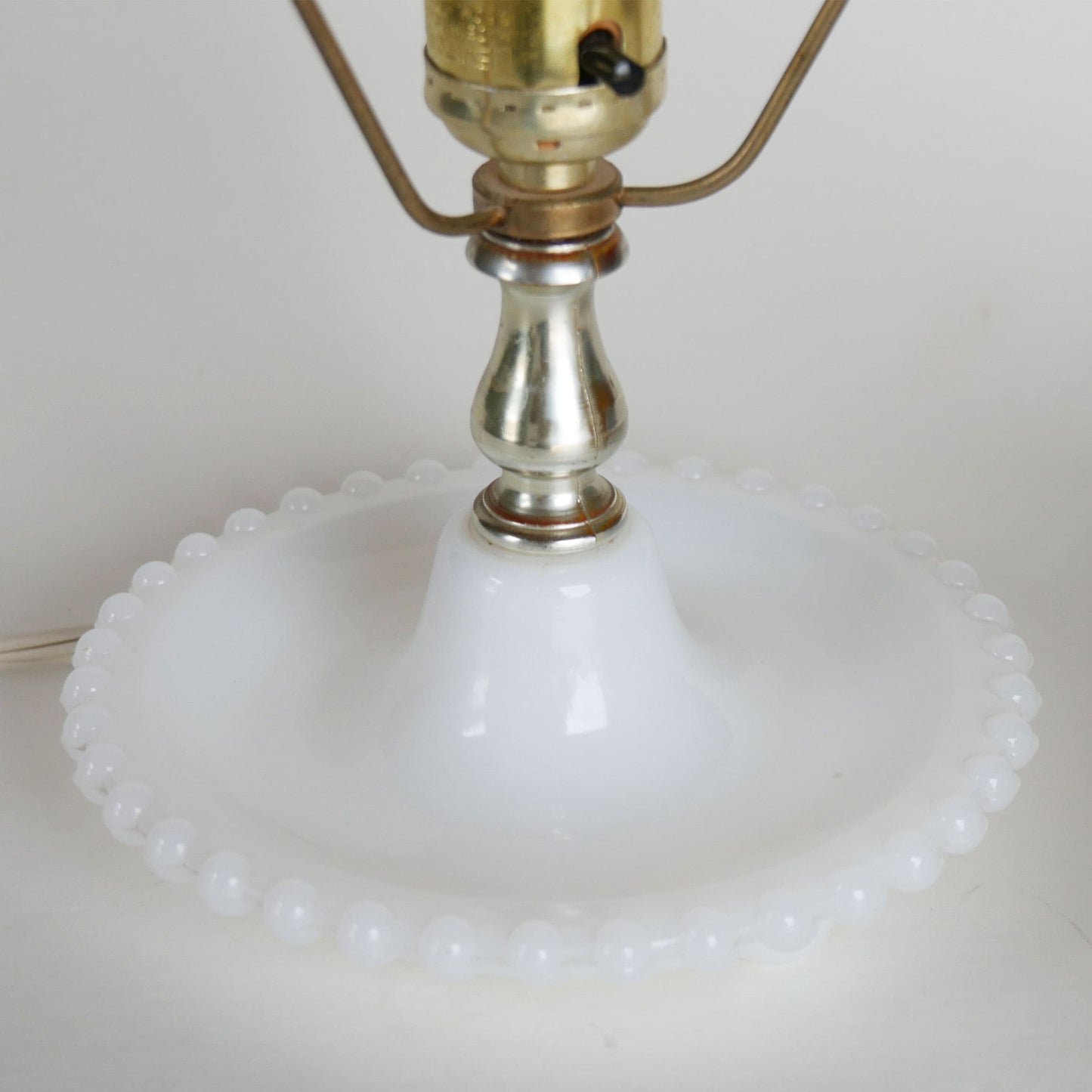 Vintage Hobnail Milk Glass Yellow Floral Table Lamp