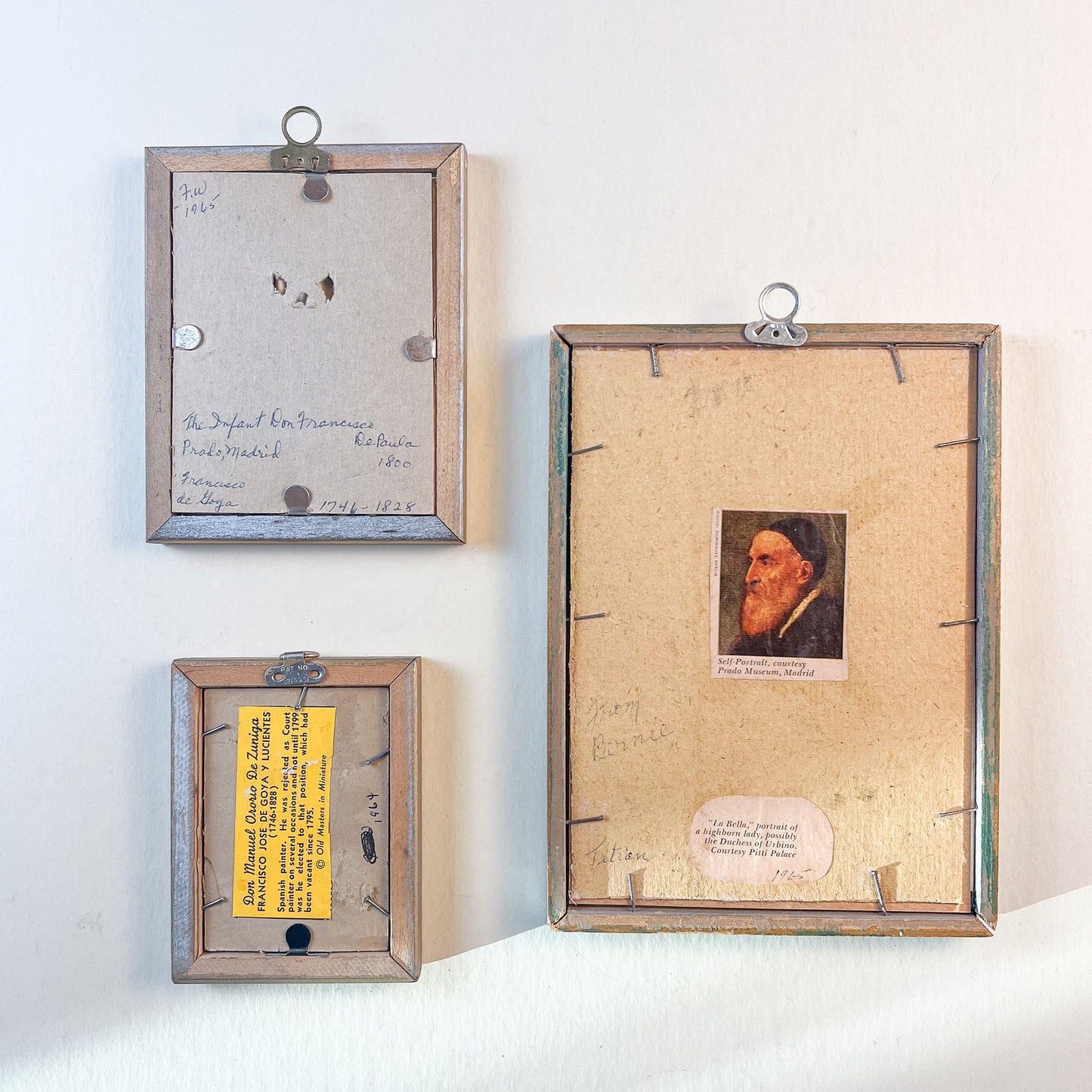 Renaissance Print of Famous Oil Paintings Collection Portrait of a Young Man in Red: 4in x 3in The Infante Francisco de Paula: 5in x 4in Portrait Of A Woman, Called La Bella: 7.5in x 5.75in