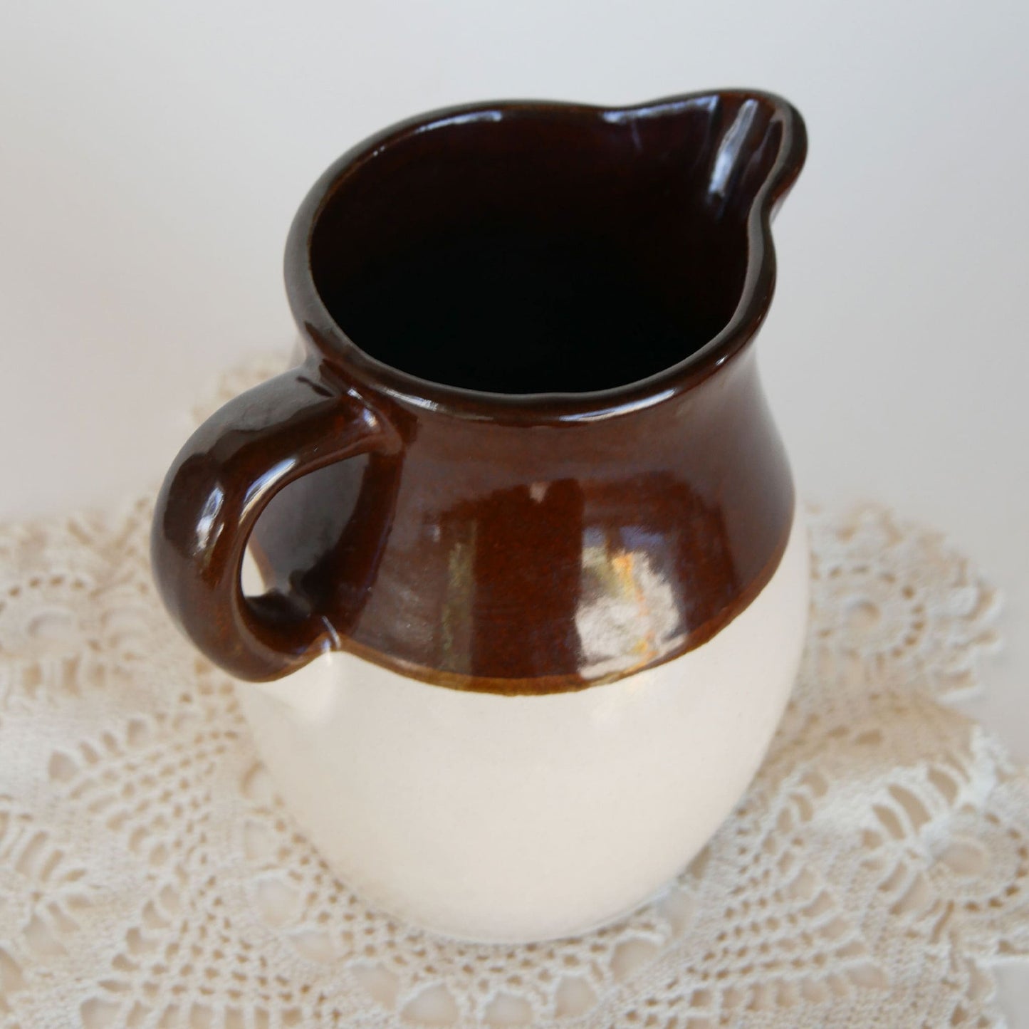 Vintage 6in Roseville Pottery Pitcher, intage Two Tone Pottery Pitcher, Vintage Farmhouse Pitcher, Vintage Kitchen Decor