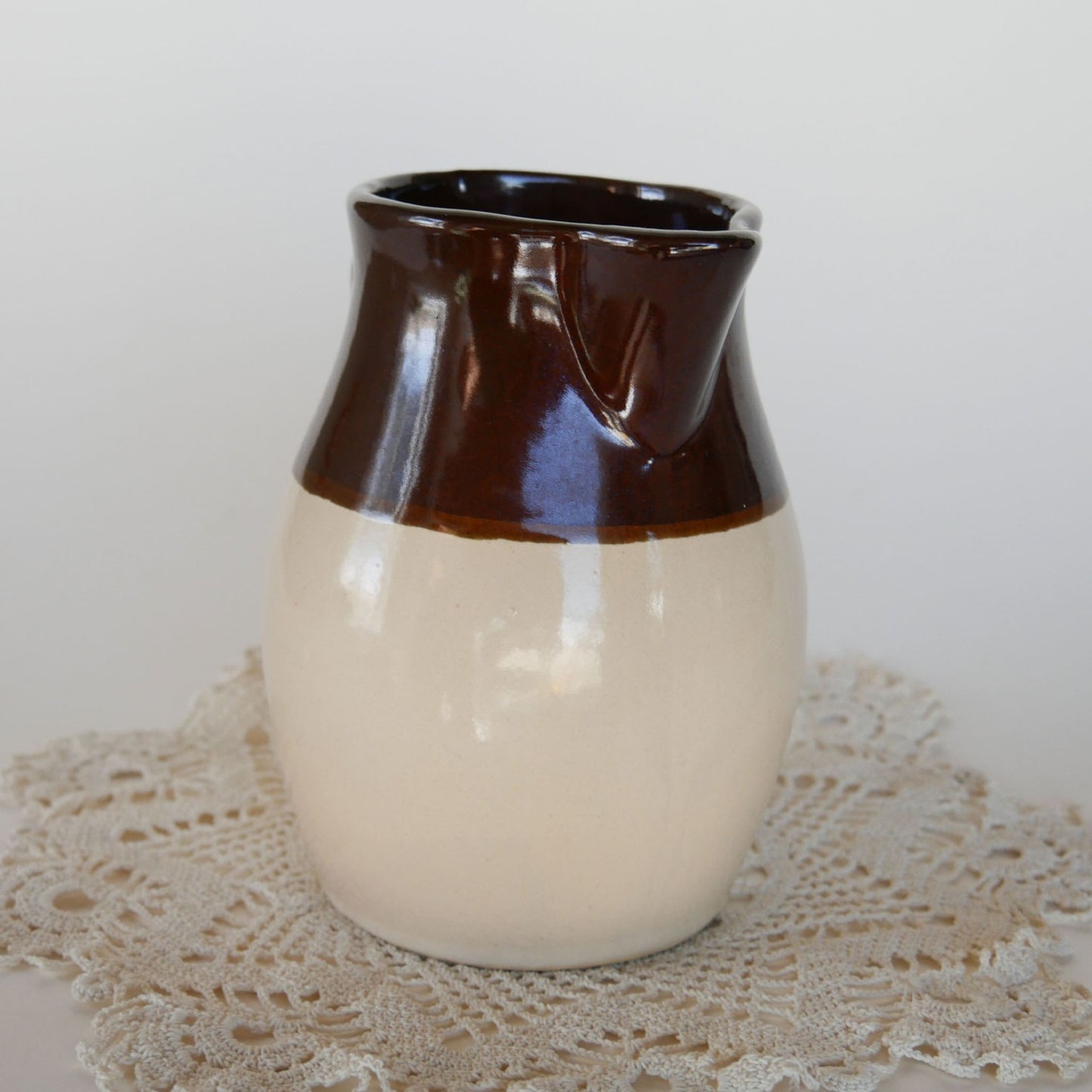 Vintage 6in Roseville Pottery Pitcher, intage Two Tone Pottery Pitcher, Vintage Farmhouse Pitcher, Vintage Kitchen Decor