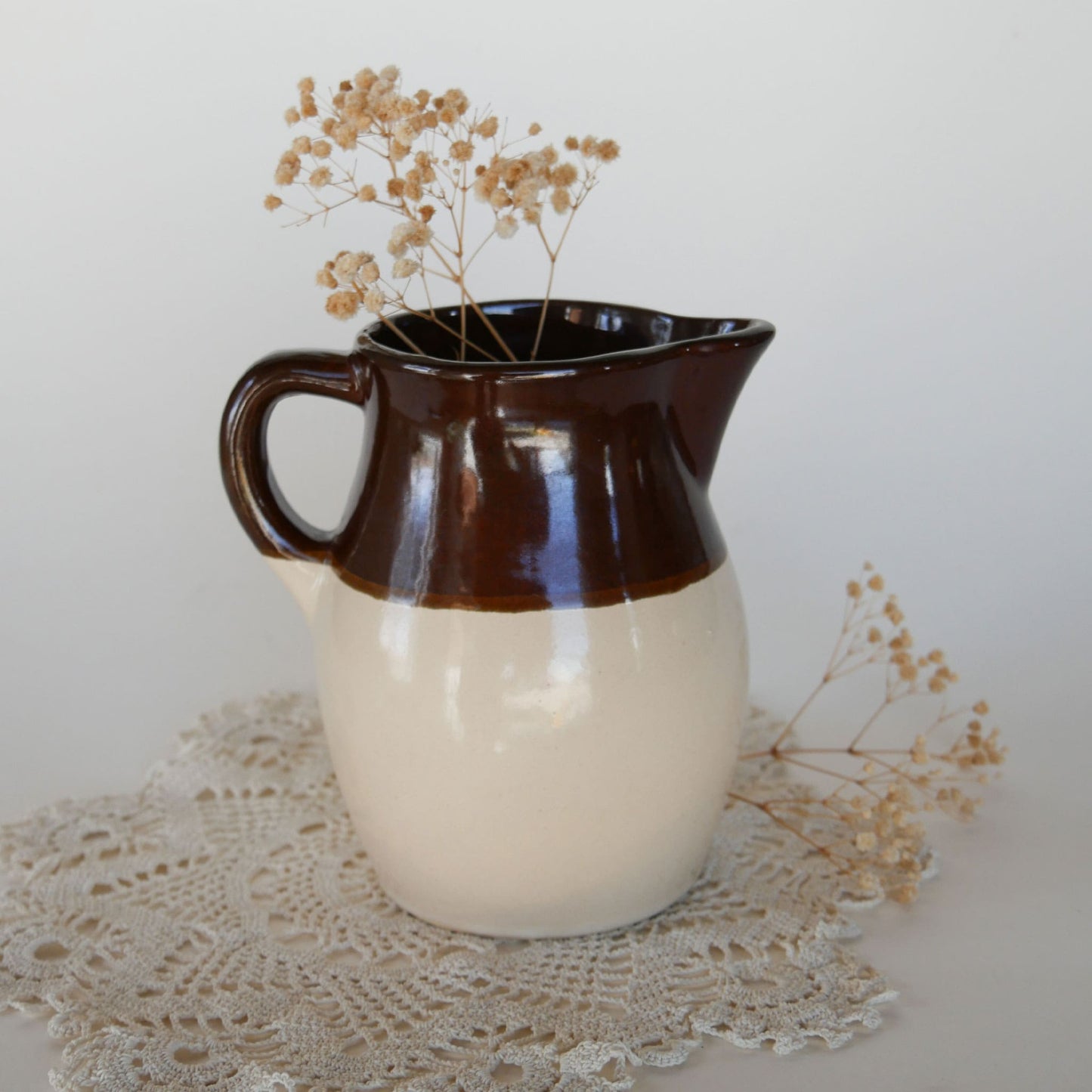 Vintage 6in Roseville Pottery Pitcher, intage Two Tone Pottery Pitcher, Vintage Farmhouse Pitcher, Vintage Kitchen Decor