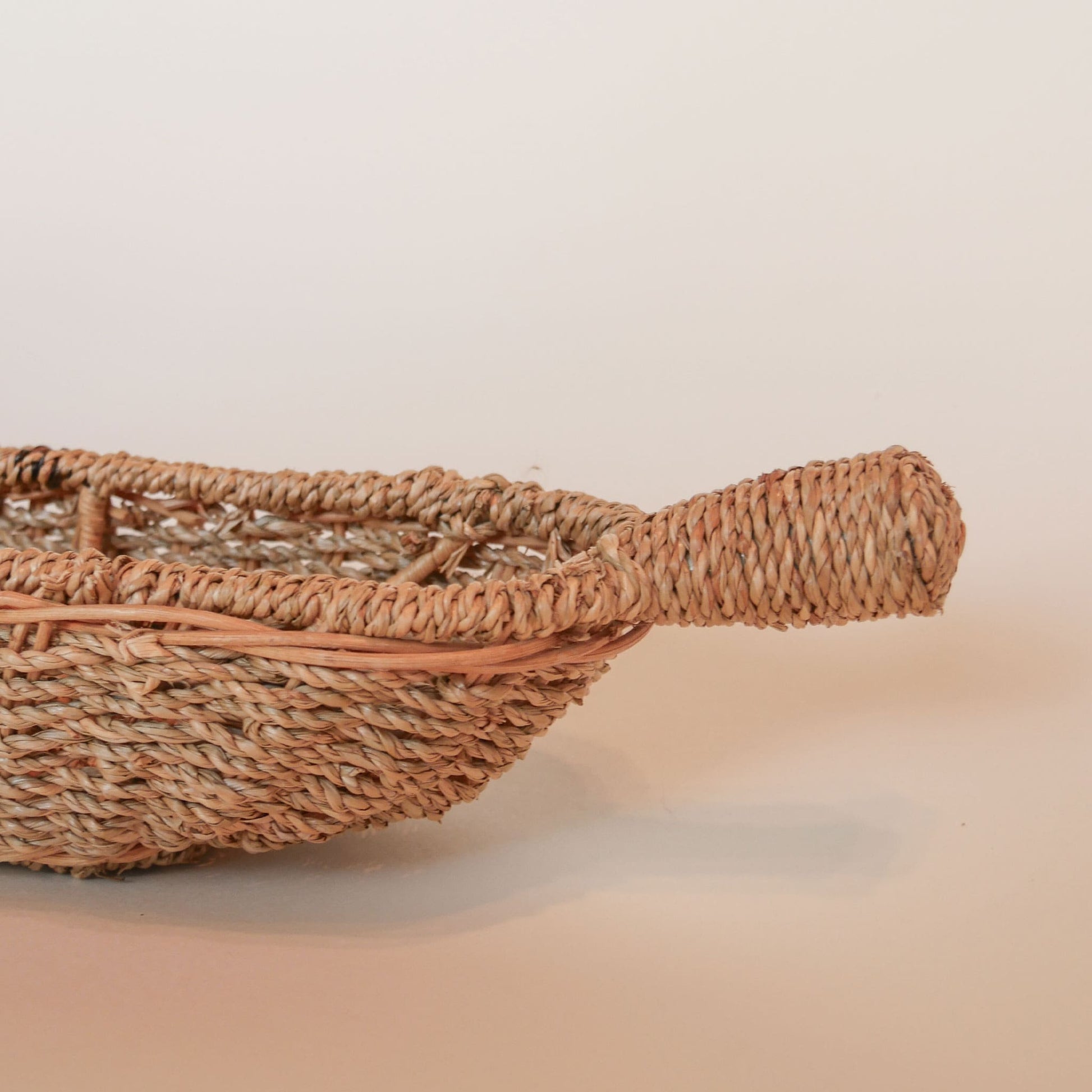 Vintage Seagrass Basket Tray with Handle Vintage Long Seagrass Basket Vintage Wicker Basket Tray Vintage Wire Wicker Basket Tray