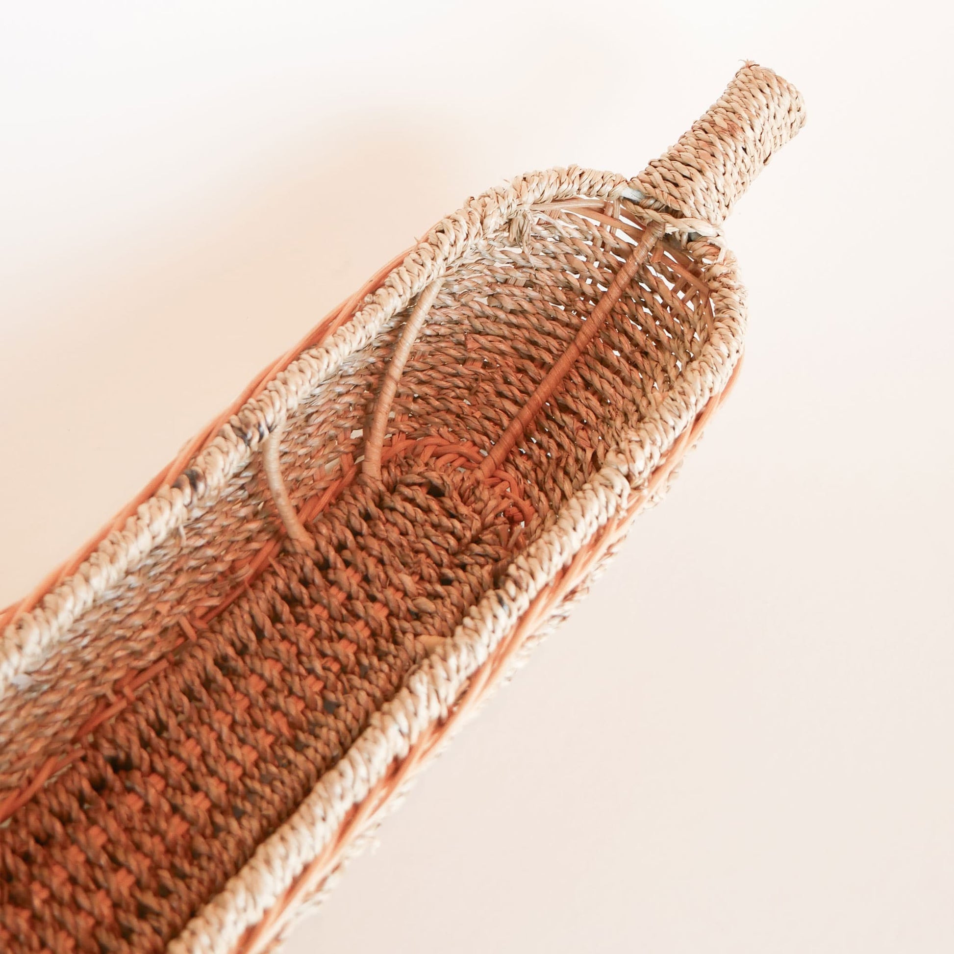 Vintage Seagrass Basket Tray with Handle Vintage Long Seagrass Basket Vintage Wicker Basket Tray Vintage Wire Wicker Basket Tray