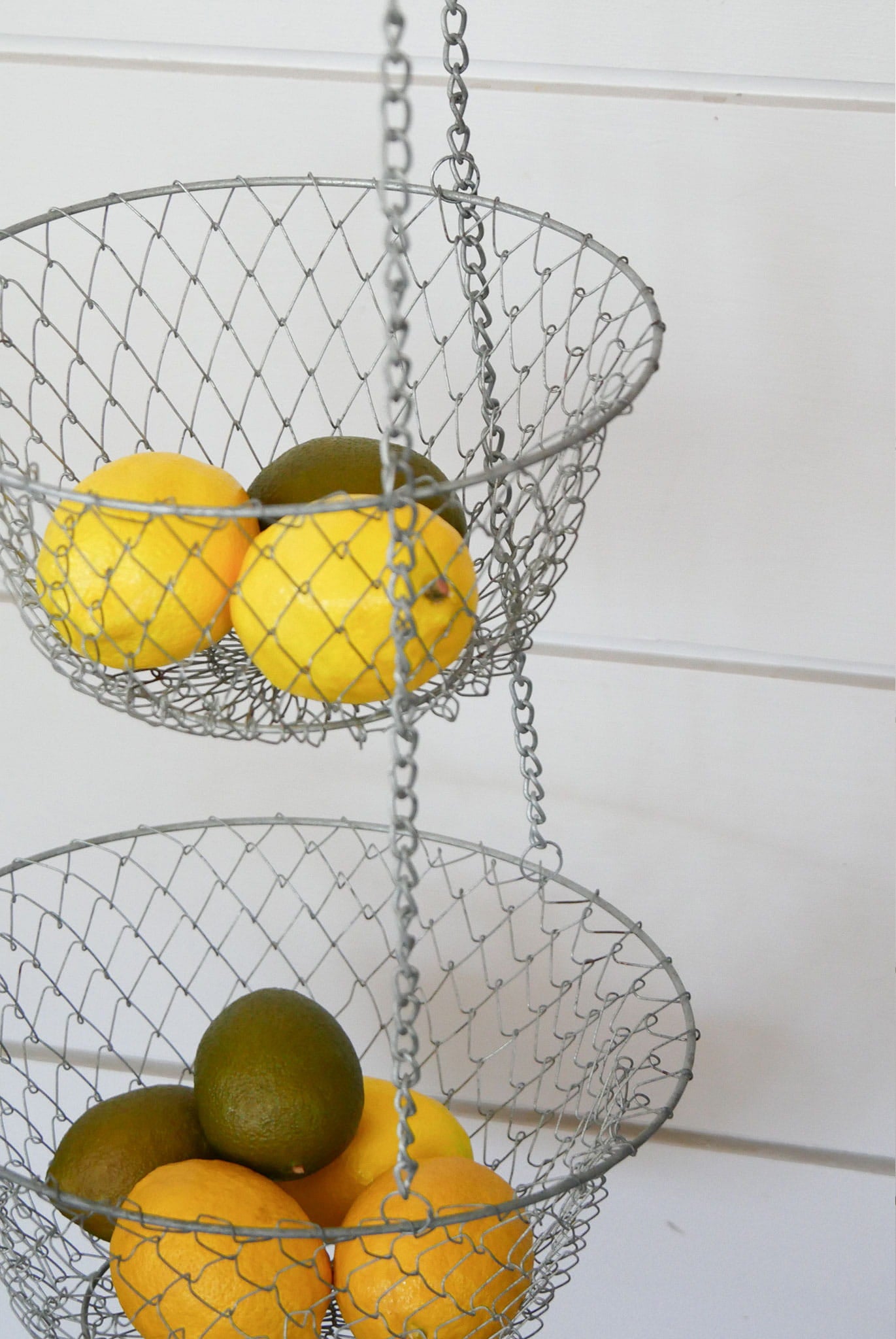 Vintage Silver Wire 3-Tier Hanging Basket, Farmhouse Fruit Basket, Hanging Wire Fruit Basket, Vintage Hanging Wire Basket, 3 shelf basket, Vintage wire 3 tier baskets