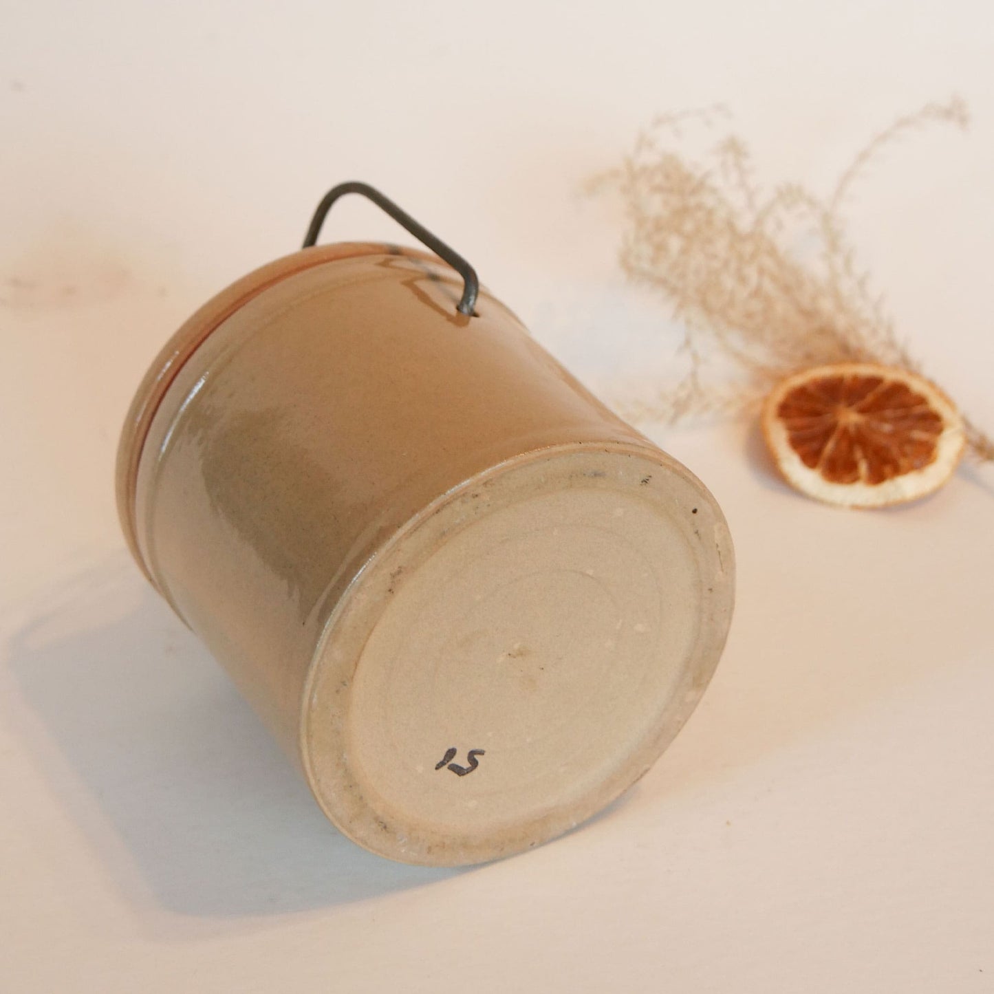 Vintage Tan Butter Crock with Seal and Latch Lid, Vintage Crock, Vintage Stoneware, Primitive Decor, Vintage Home Decor, Vintage Stoneware