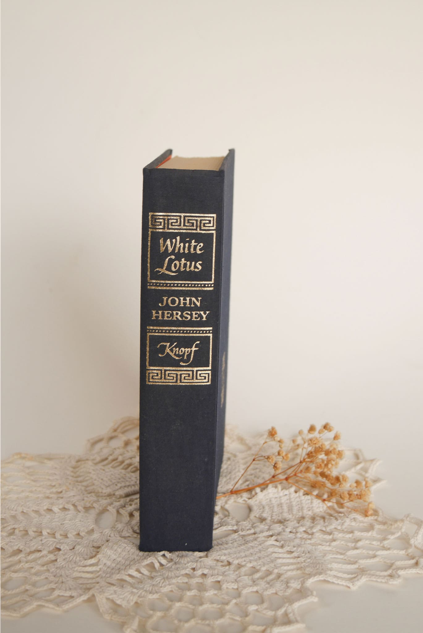 Vintage White Lotus John Hersey Alfred A. Knopf First Edition Vintage Navy Blue Coffee Table Book