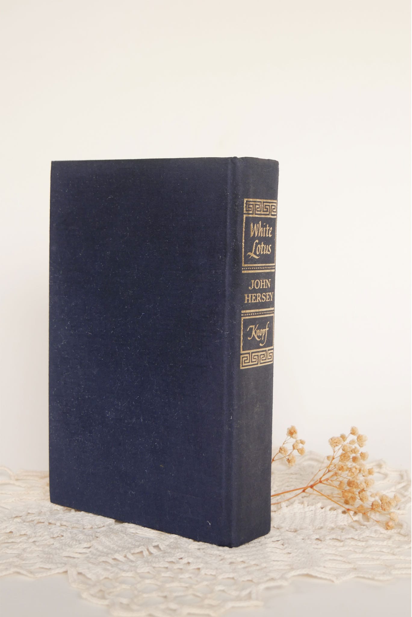 Vintage White Lotus John Hersey Alfred A. Knopf First Edition Vintage Navy Blue Coffee Table Book