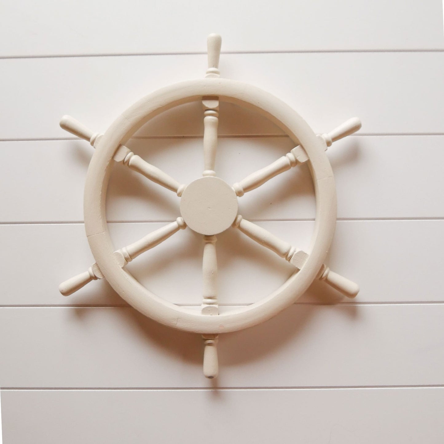 White Wood Painted Ship Wheel Wall Decor, Vintage Nautical Decor Nautical Shp Wheel Wall Decor