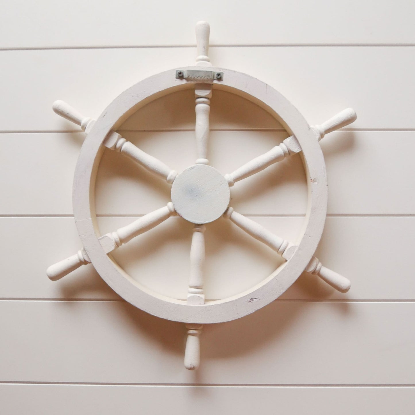 White Wood Painted Ship Wheel Wall Decor, Vintage Nautical Decor Nautical Shp Wheel Wall Decor