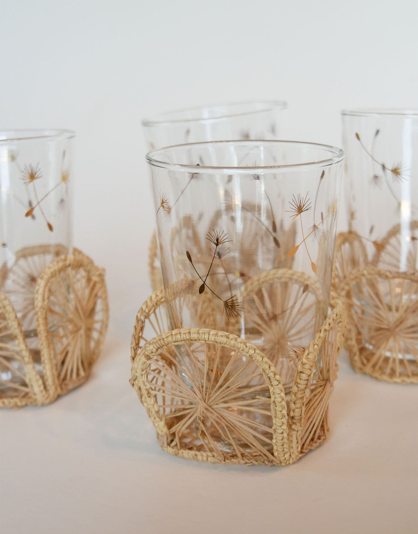 Set of Vintage Wicker Cup Holders, Vintage Wicker Glass Holders MCM Vintage Dining Decor Vintage Midcentury Modern Decor MCM Wicker Decor
