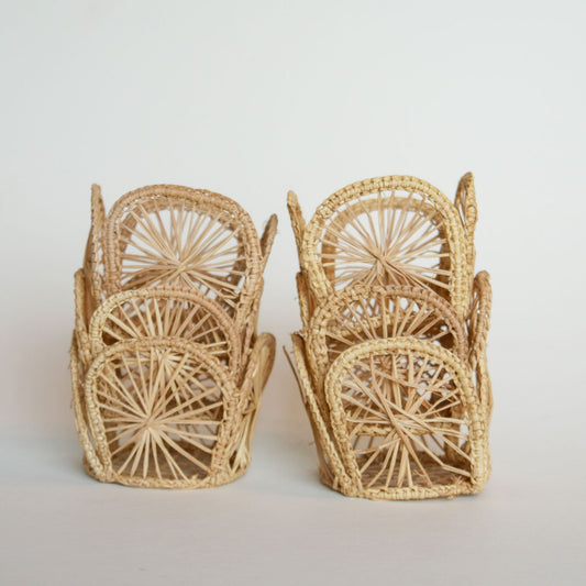 Set of Vintage Wicker Cup Holders, Vintage Wicker Glass Holders MCM Vintage Dining Decor Vintage Midcentury Modern Decor MCM Wicker Decor